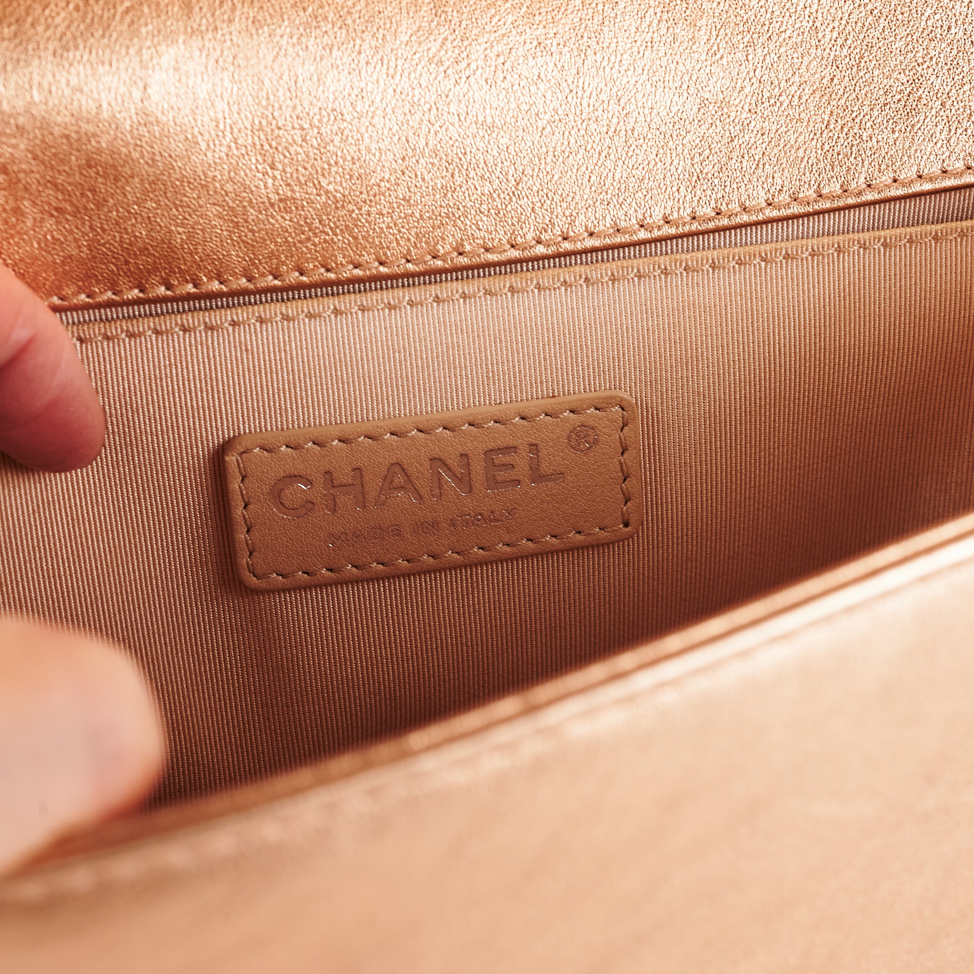 Chanel Boy Bag Perforated Rose Gold Leather Handbag - Luxury Designer Crossbody Bag for Women | Perfect for Parties, Date Nights & Special Occasions