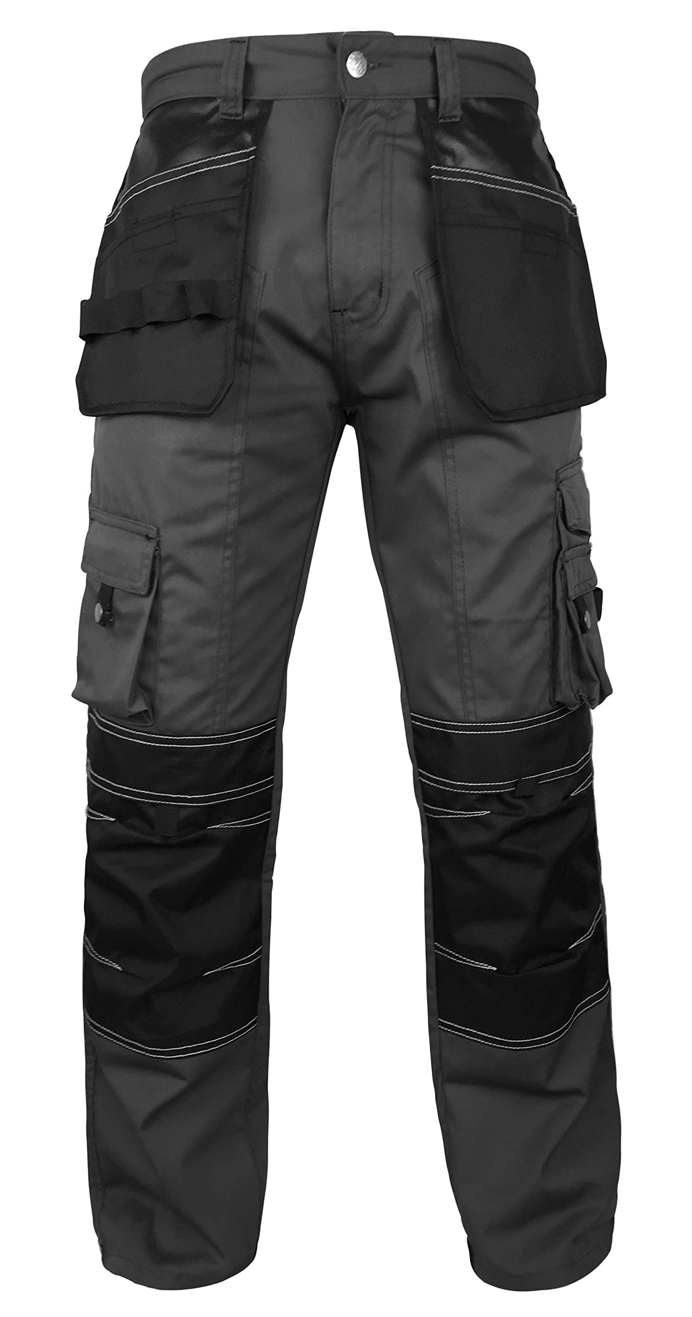 **Fashion FF Men's Cordura Work Pants - Tactical Utility Pants with Reinforced Knees & Tool Pockets - Heavy Duty Carpenter Safety Trousers for Construction, Hiking & Outdoor Work**