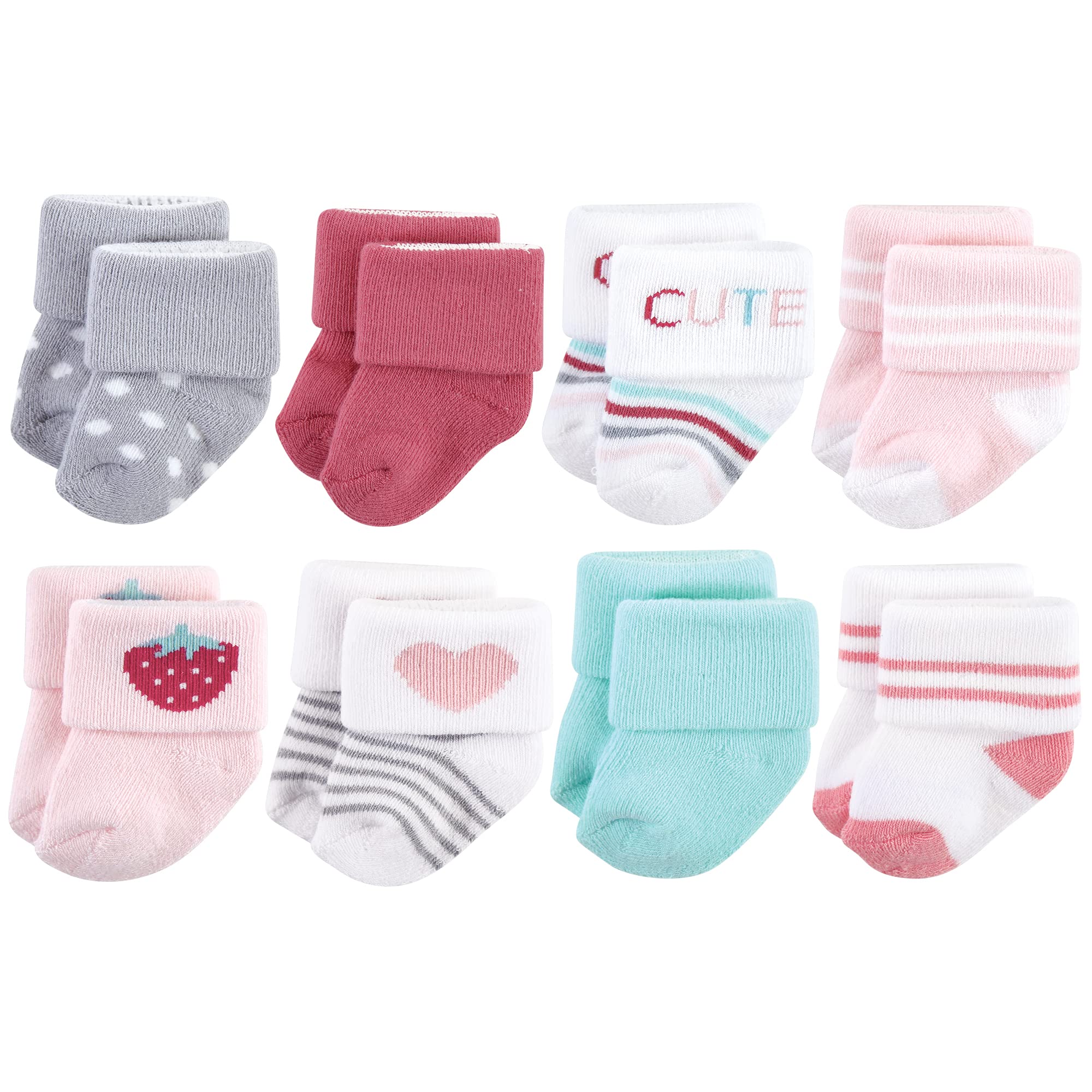 Hudson Baby Girls' Cotton Terry Socks for Newborns - Soft & Comfortable for Daily Wear