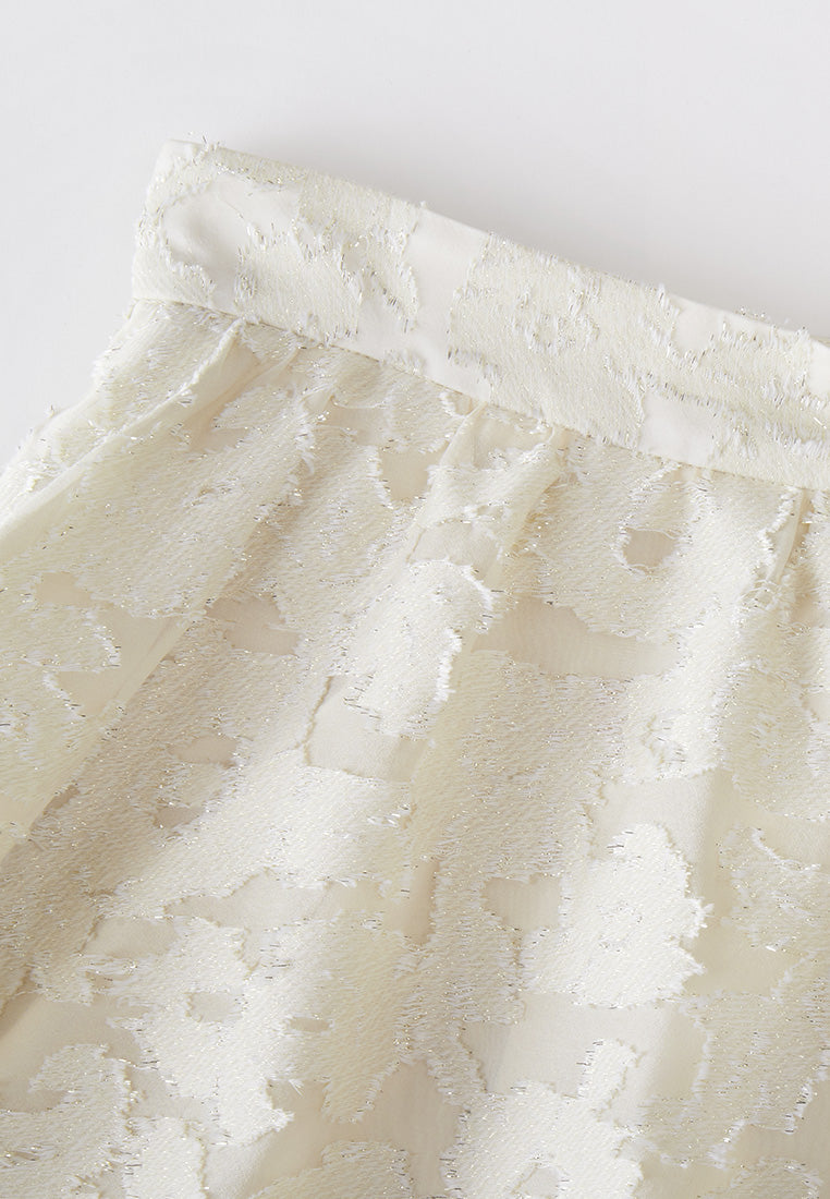 Camouflage Jacquard Ruffle Detail Lurex Skirt - Stylish Women's Fashion Skirt for Casual Outings & Night Out