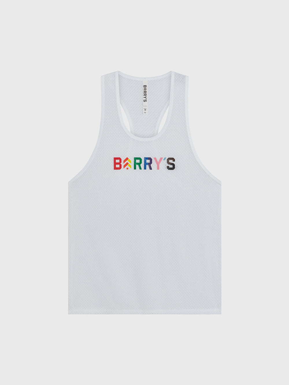 Barry's Pride Relay White Mesh Tank Top - Breathable Workout Shirt for Men & Women - Perfect for Gym, Running, and Sports Activities
