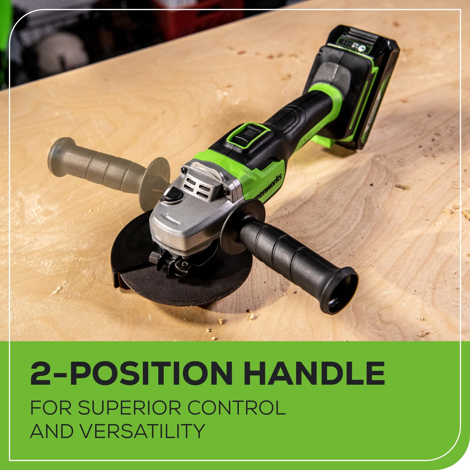 Greenworks 24V Brushless Cordless Angle Grinder with 4Ah Battery & USB Power Bank - Perfect for DIY Projects, Metal Cutting, and Woodworking