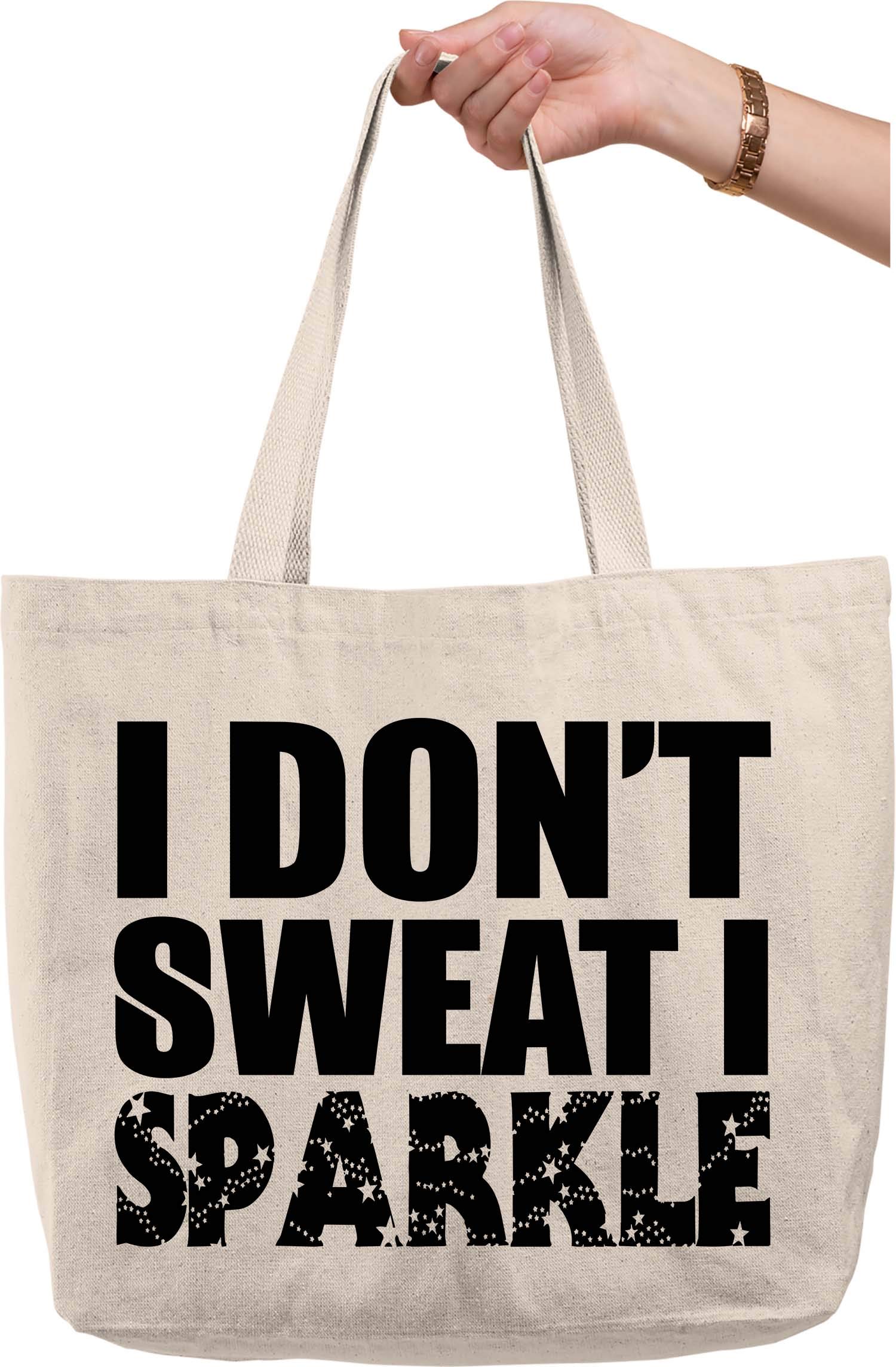 Funny Gym Tote Bag for Women - 'I Don't Sweat I Sparkle' Motivational Workout Bag - Cute Fitness Gift for Yoga, Running & Gym - Durable Canvas Shopping Bag for Active Lifestyles