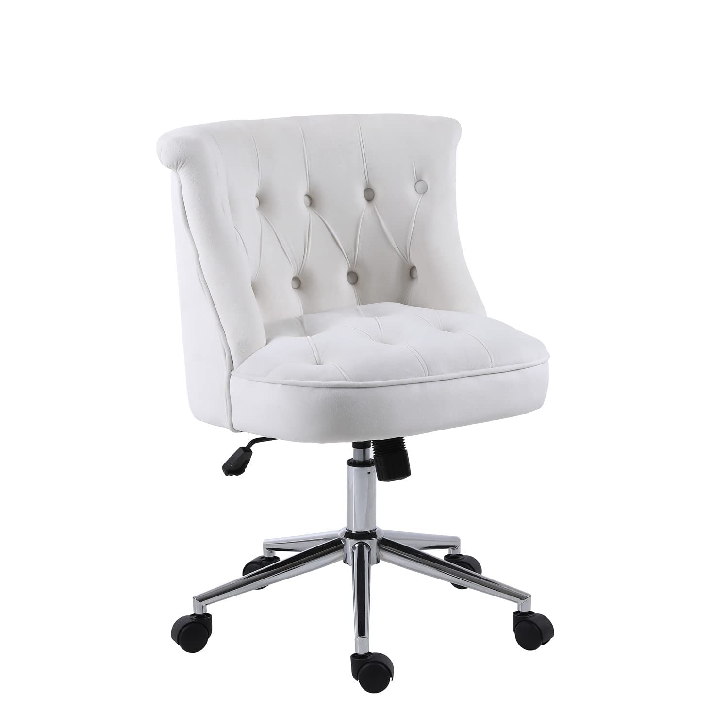 Beaugreen Velvet Swivel Arm Chair - Adjustable Office Chair for Living Room, Study, Bedroom & Girls Room - Soft Leisure Vanity Chair in Beige/Off White - Perfect for Home Office, Reading Nook & Makeup Area