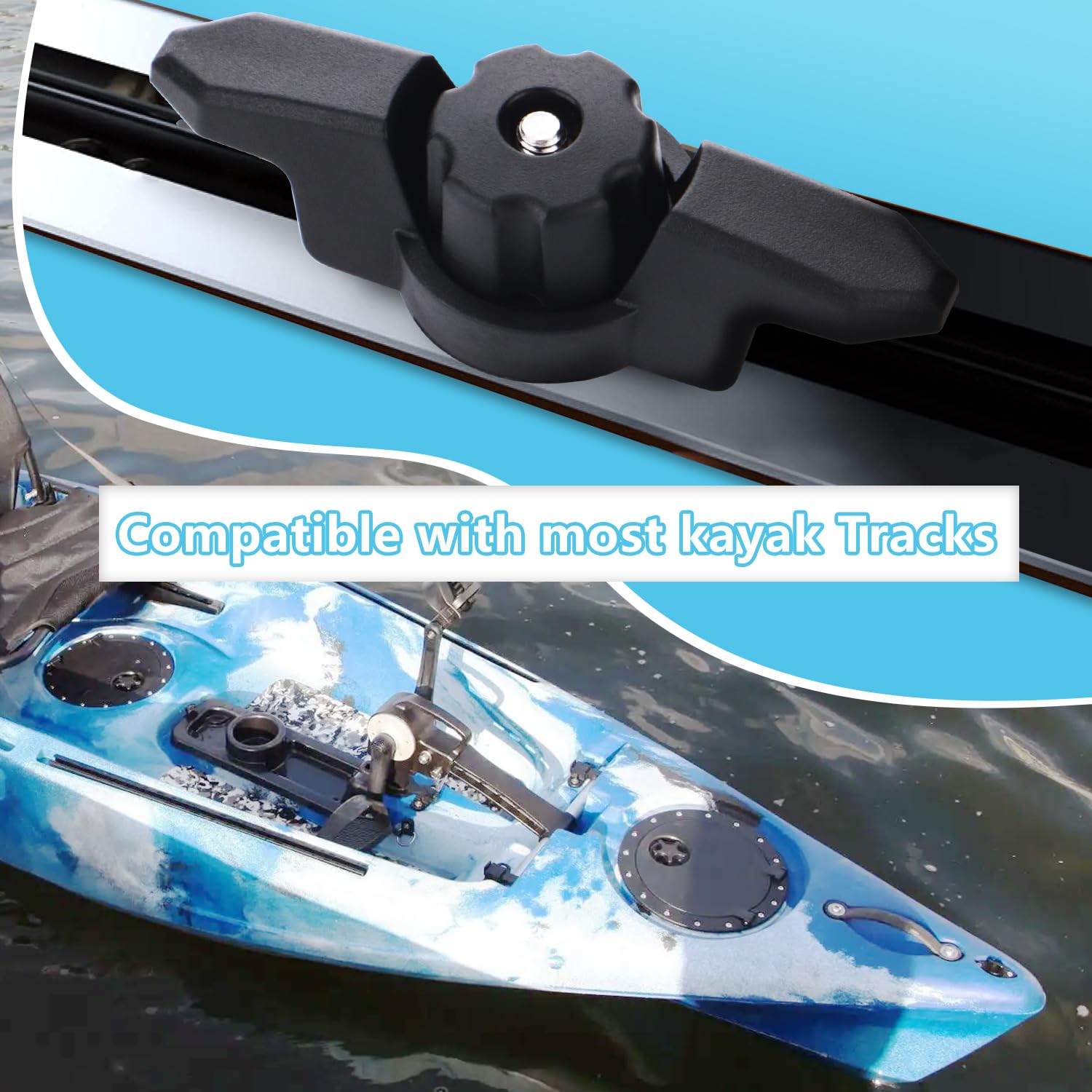 VTurboWay 2-Pack Black Kayak Track Mount Line Cleats - Heavy Duty Rail Mount Anchor Cleats for Kayaks, Canoes & Boats - Perfect for Docking, Mooring & Securing Gear on Water