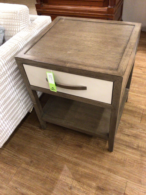 Bassett Modern Emilia Leather Shagreen & Wood Nightstand - Stylish Bedside Table for Bedroom Decor with Storage Drawer | Perfect for Master Bedroom, Guest Room & Apartment Living