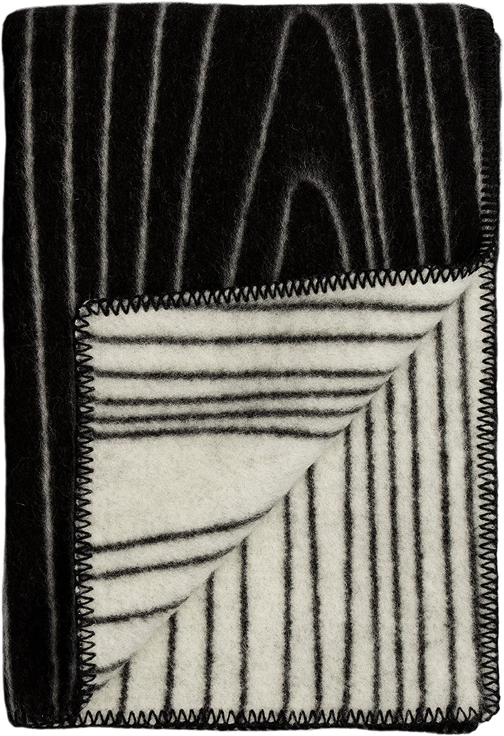 Premium 100% Norwegian Wool Throw Blanket - Soft & Warm Designer Blanket in Black/Natural Skog Pattern - Perfect for Sofa, Bed & Winter Coziness