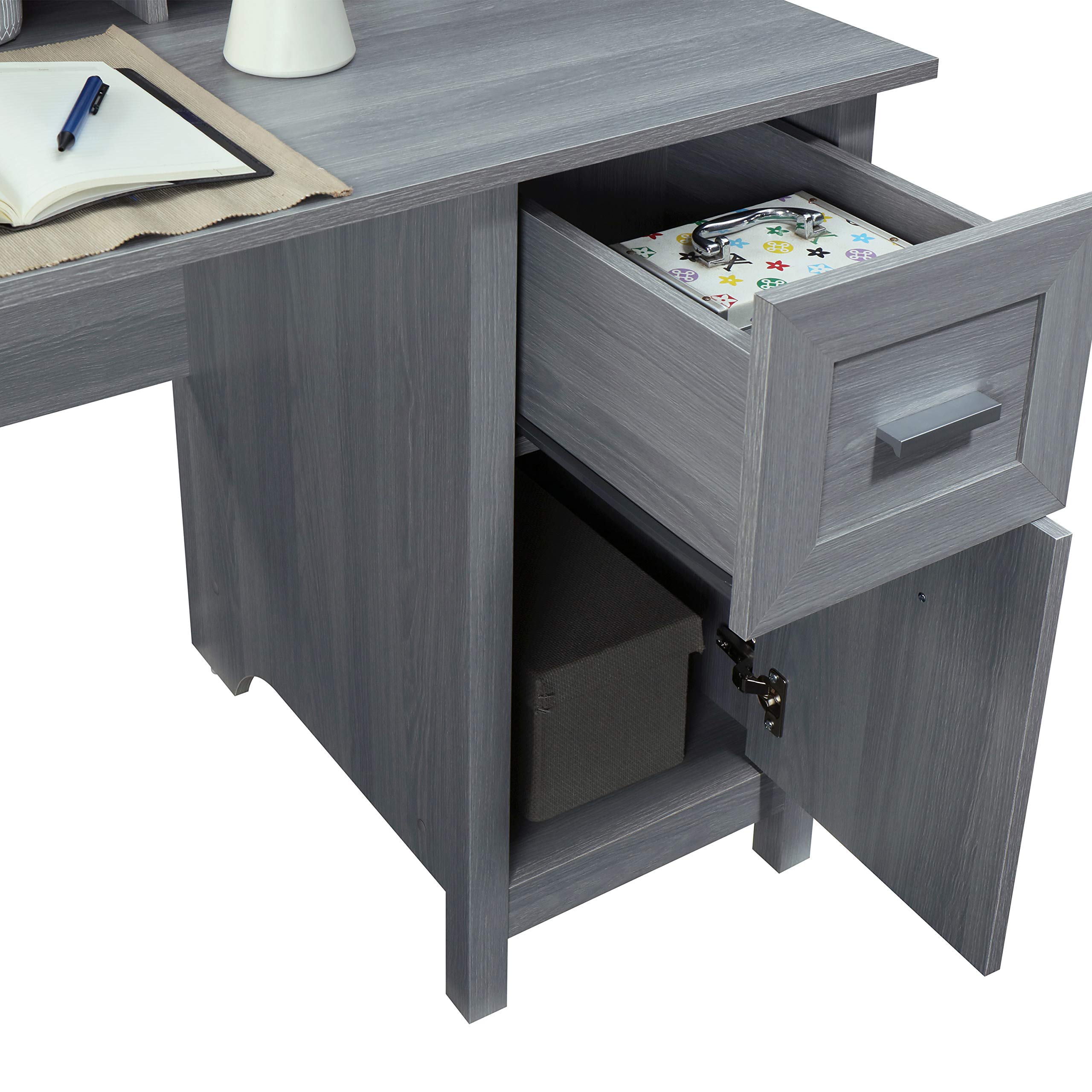 Techni Mobili Classic Office Storage Writing Desk - Grey, Modern Computer Desk with Drawers for Home Office, Study & Workspace Organization