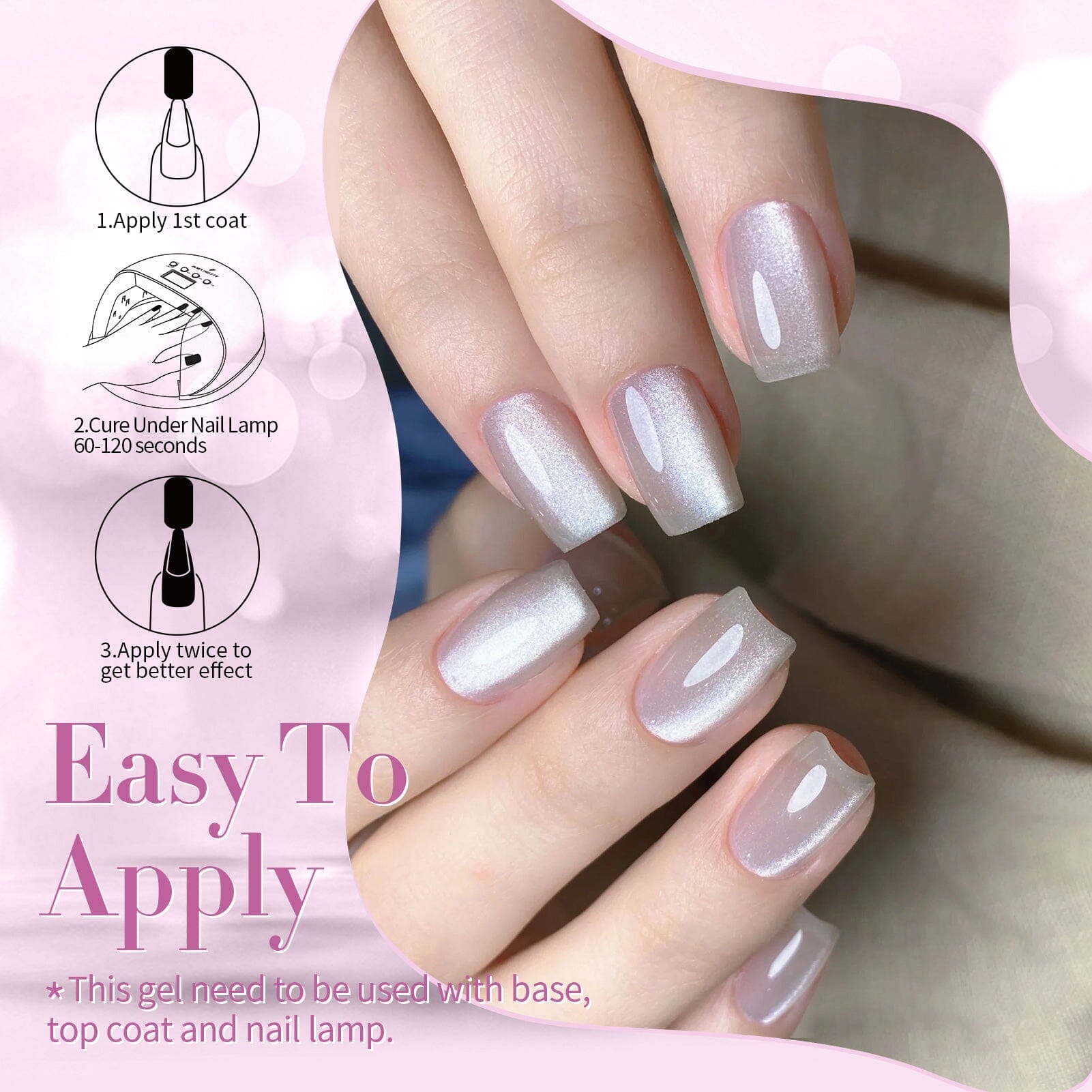 Moonlight Cat Magnetic Gel Nail Polish - 15ml Long Lasting UV LED Soak Off Nail Lacquer for Salon & Home Manicure - Perfect for Nail Art, Special Occasions & Everyday Wear