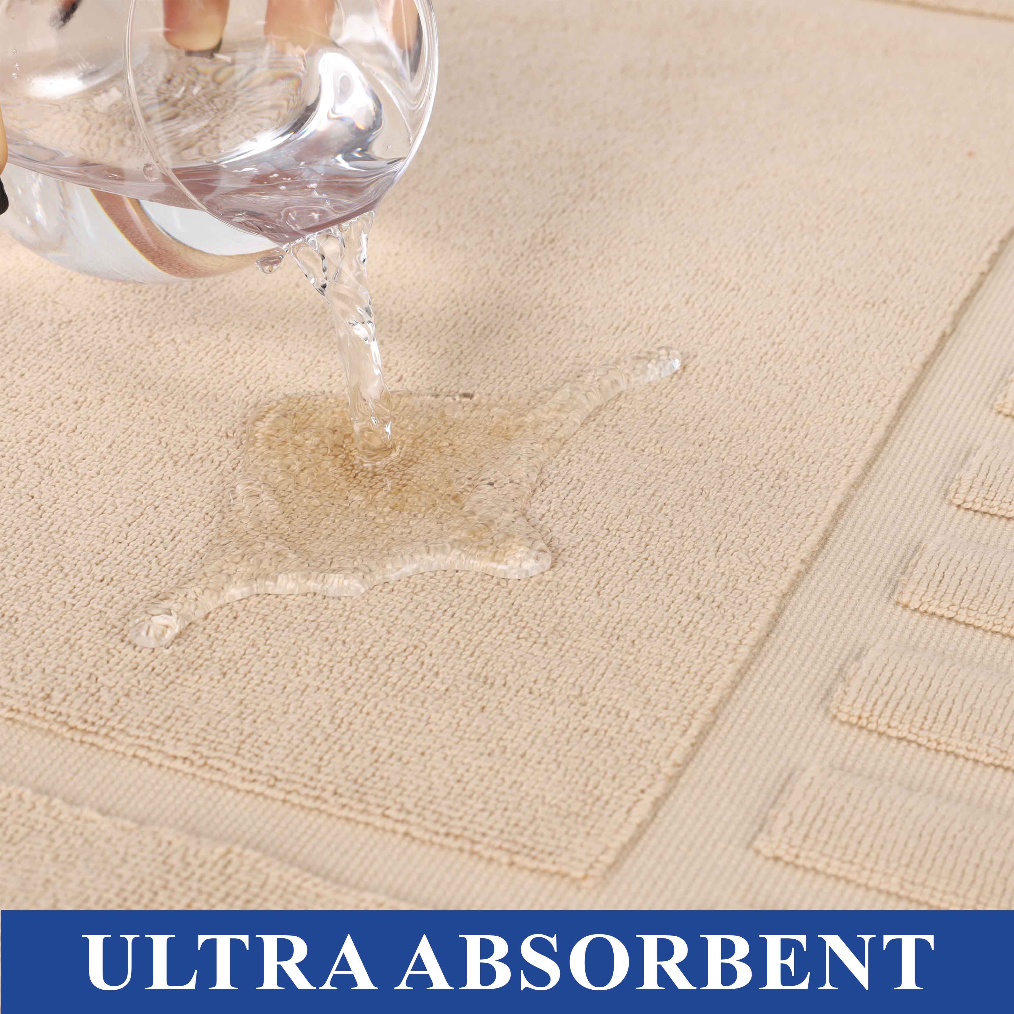 Premium Cotton Modern Geometric Border Absorbent Bath Mat Set of 2 - Non-Slip Soft Bathroom Rug for Bathroom Floor, Shower, Vanity Area - Home Decor Essentials