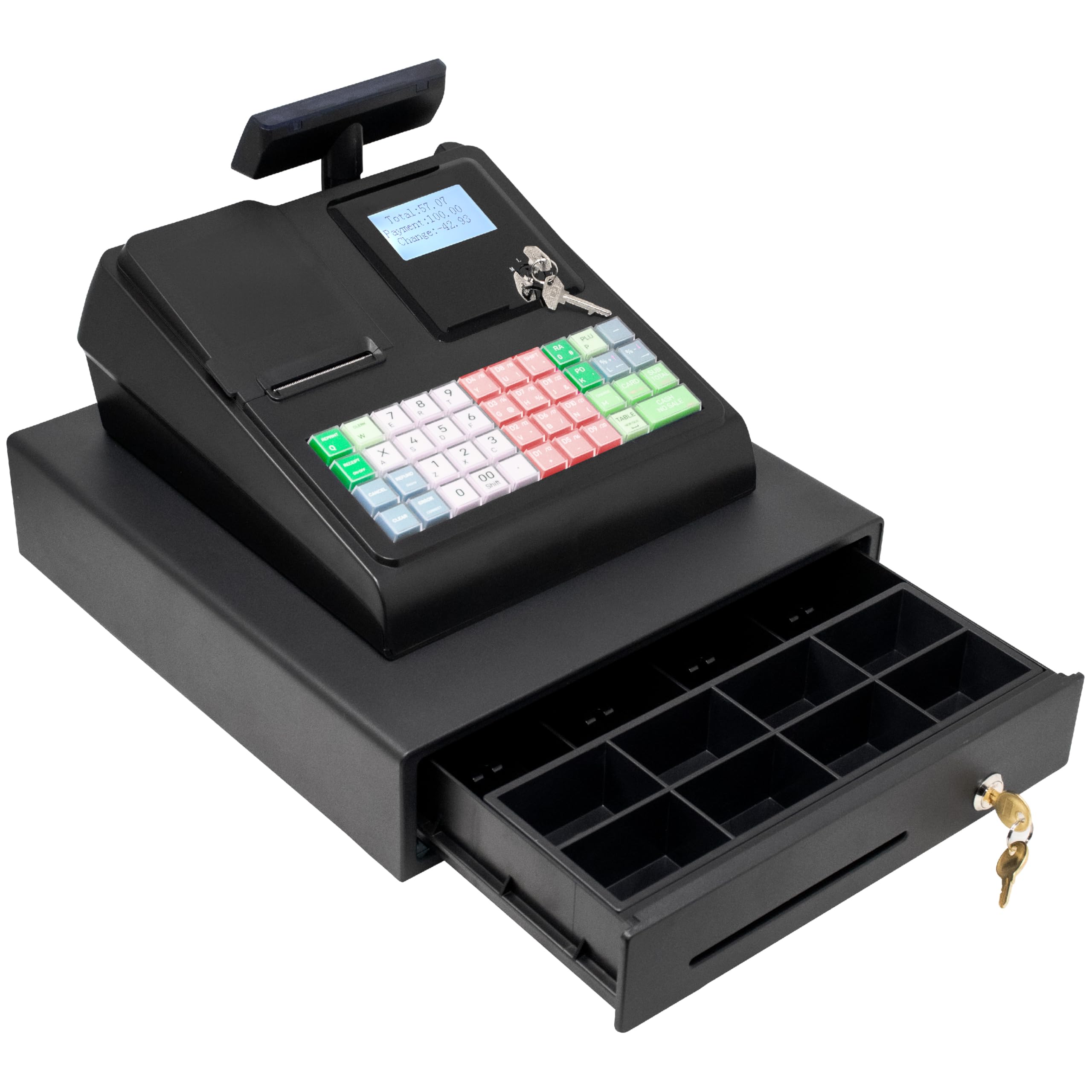 Small Business Cash Register with 50 Departments & 50 Clerks - High-Speed Thermal Printer (4700 Lookups) - Secure Steel Cash Drawer - Black - Perfect for Retail Stores, Restaurants & Convenience Shops