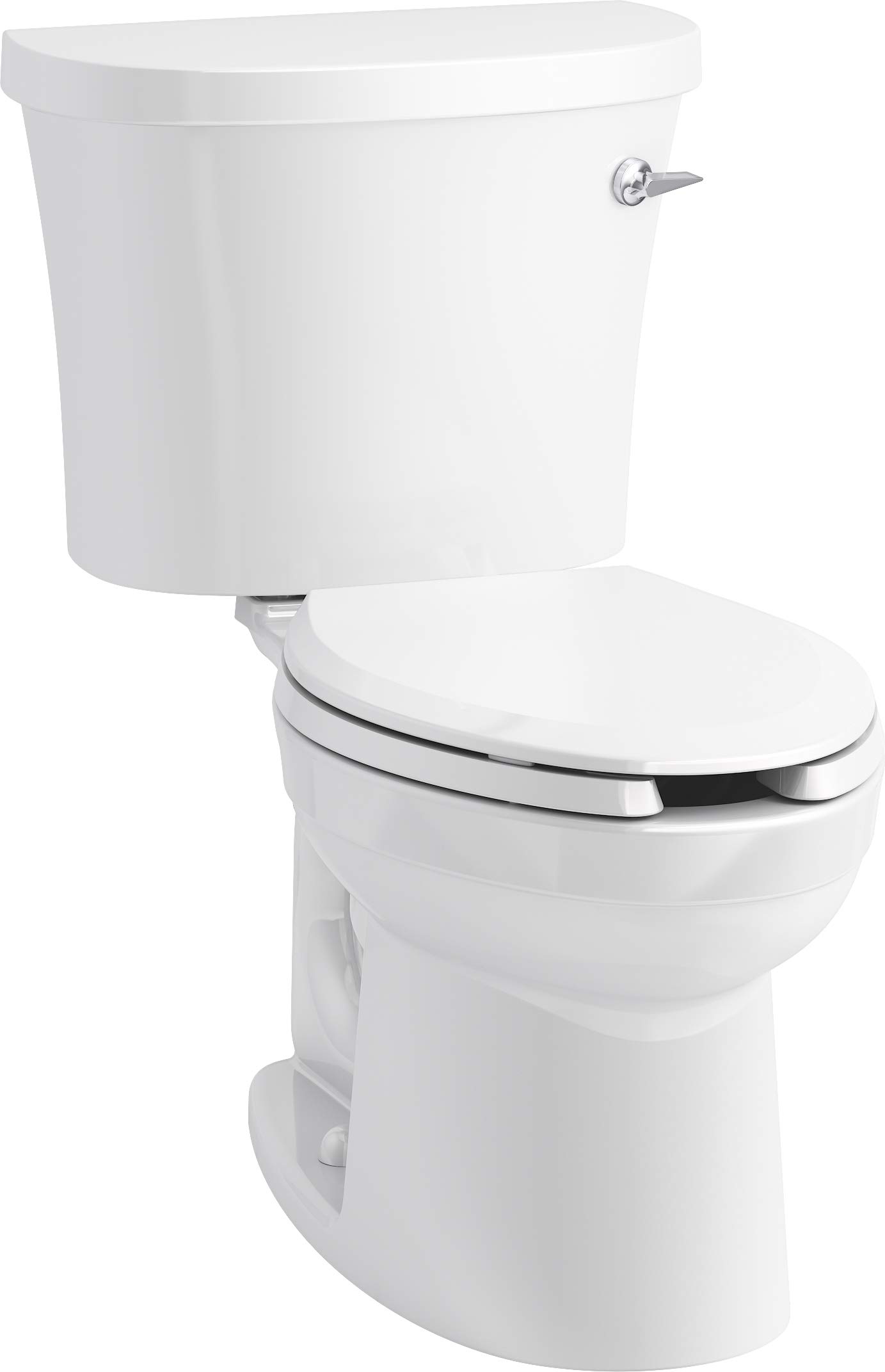 KOHLER Kingston™ Comfort Height® Two-Piece Elongated Toilet 1.28 GPF - Right-Hand Trip Lever, Antimicrobial Finish, Tank Cover Locks - Perfect for Modern Bathrooms & Water-Efficient Homes