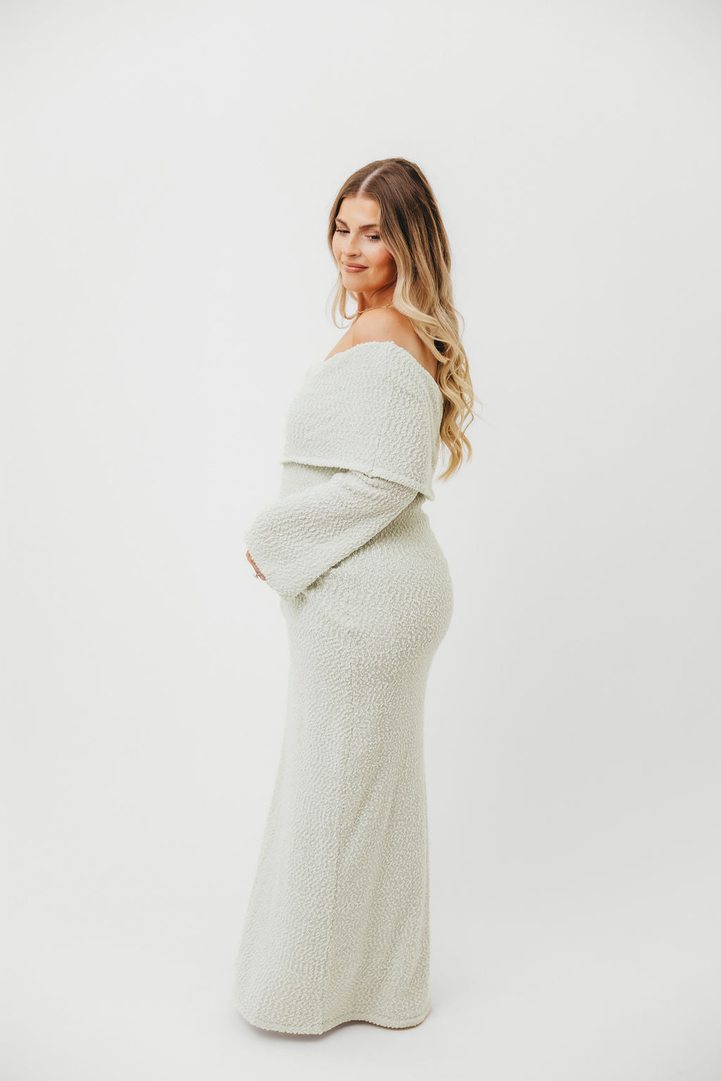 Nora Knit Maxi Dress in Seafoam Green - Bump Friendly Maternity Dress for Pregnancy, Nursing & Postpartum - Perfect for Casual Outings, Beach Vacations & Special Occasions