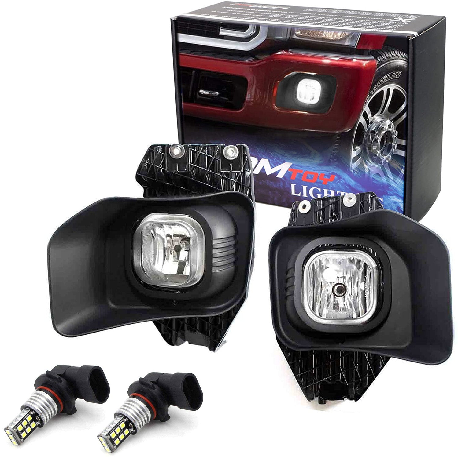 2011-2016 Ford F250 Complete LED Fog Light Kit with White Lights, Wiring Harness & Bezels - Upgrade for Enhanced Nighttime Visibility & Off-Road Driving