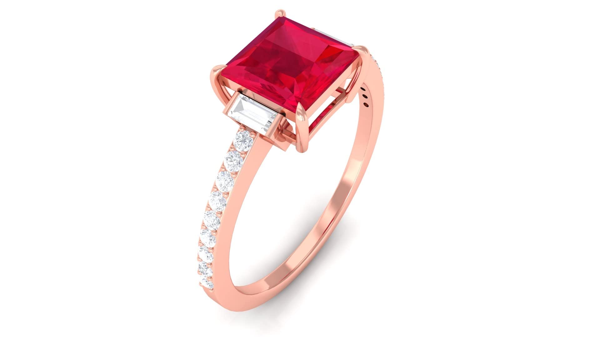 1.75 CT Lab Created Ruby & Moissanite Engagement Ring in 14K Solid Gold - Elegant Solitaire Ring for Women, Perfect for Proposals, Weddings, Anniversaries and Special Occasions