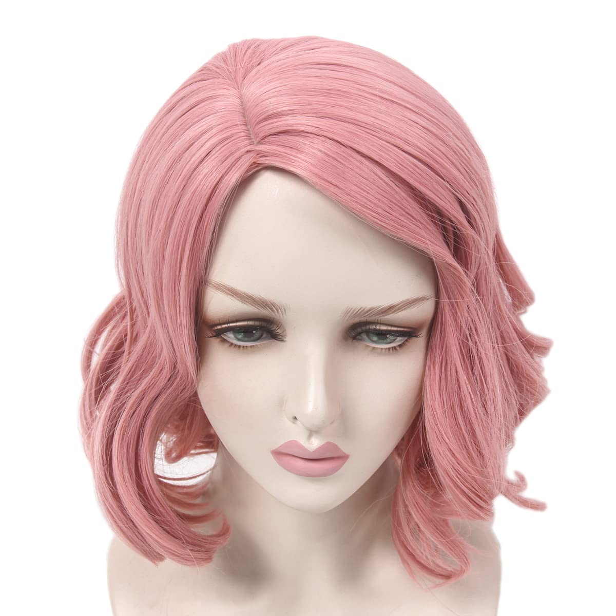 STfantasy Short Pink Wavy Synthetic Wig - Heat Resistant Women's Costume Hair for Cosplay, Fancy Dress, Halloween & Carnival Parties | Perfect for Costume Events, Themed Parties & Cosplay Conventions