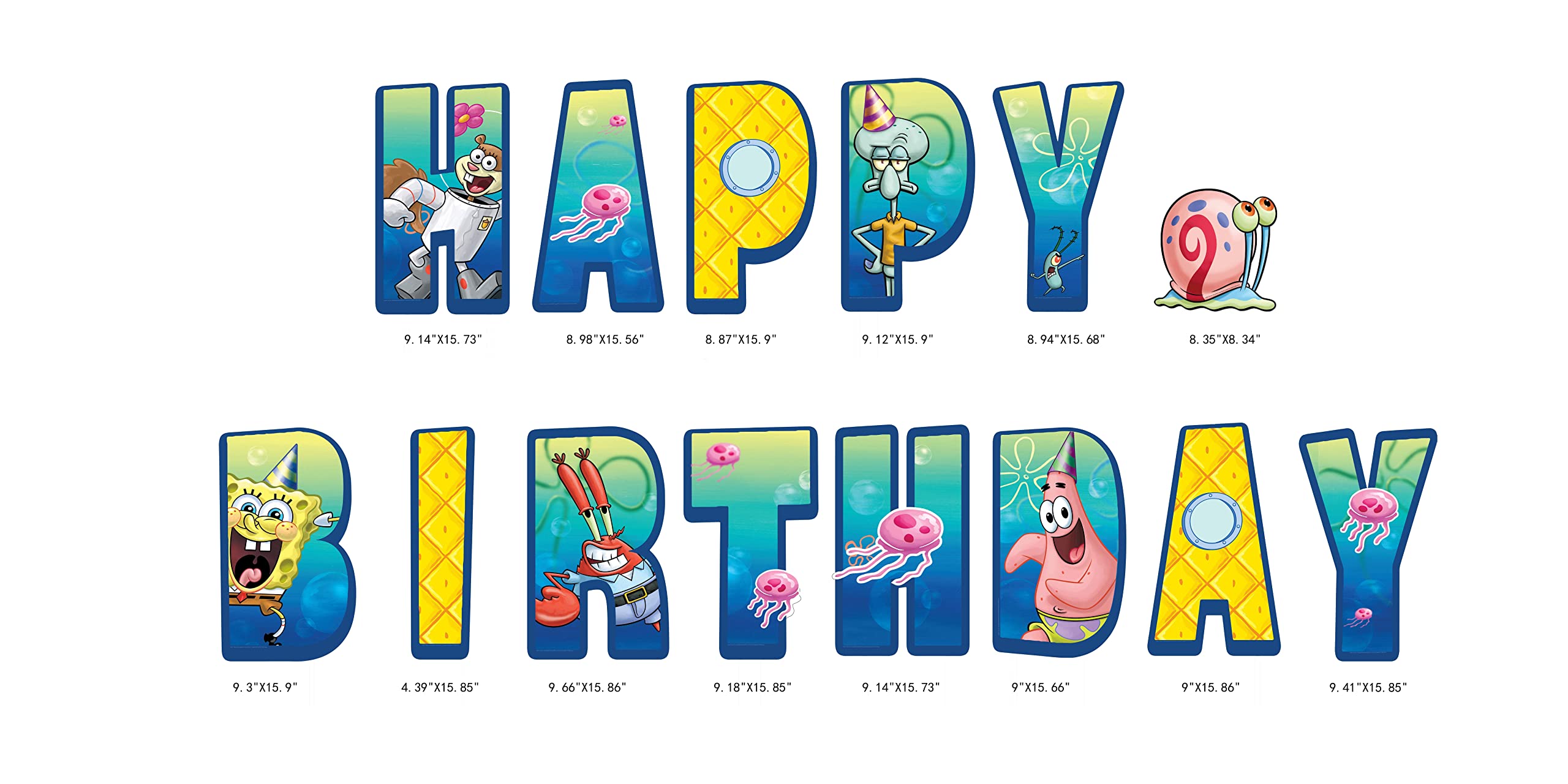 SpongeBob Happy Birthday Yard Signs with Metal Stakes - 16 Inch Large Outdoor Party Decorations for Birthday Celebrations, Backyard Parties & Special Events