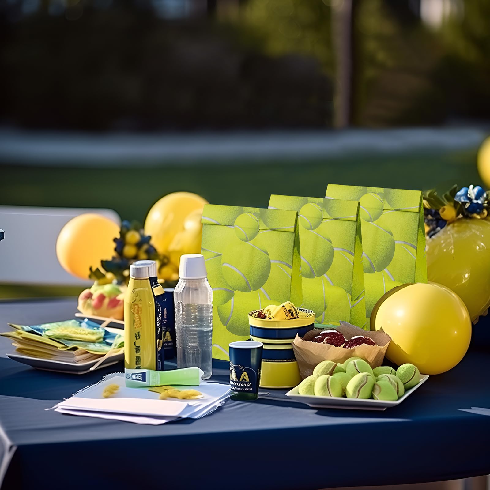 Outego Tennis Themed Party Favor Bags - 12 Pack Premium Tennis Goodie Bags for Kids Birthday Parties, Sports Theme Events & Tennis Tournament Giveaways - Perfect for Tennis Birthday Decorations, Team Snacks & Player Gifts