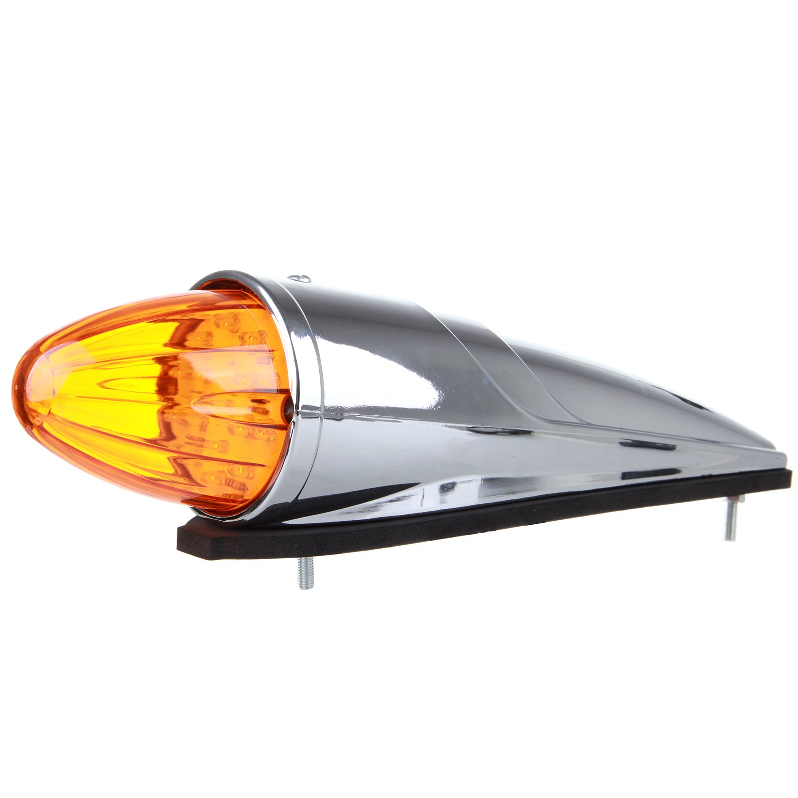 ECCPP 13X Amber 17LED Chrome Torpedo Cab Marker Light with Clear Lens - DOT Approved Truck Trailer Roof Running Light for Peterbilt, Kenworth, Freightliner, Volvo & Mack - Perfect for Night Driving and Enhanced Vehicle Visibility