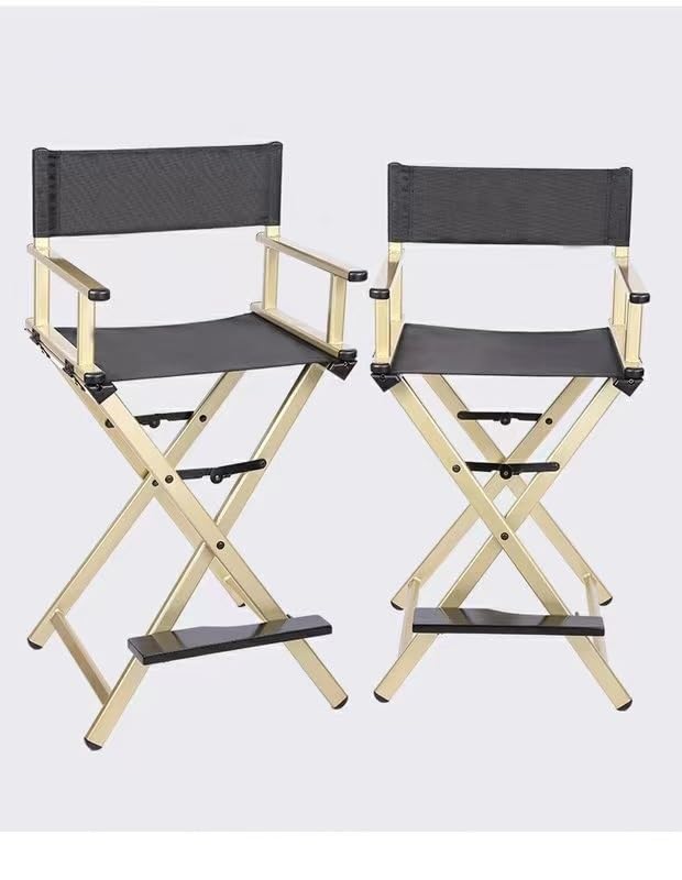 Portable Aluminum Folding Director Chair - Makeup Artist Chair for Beauty Salon, Dressing Room & Studio - Lightweight Outdoor Chair for Professional & Home Use