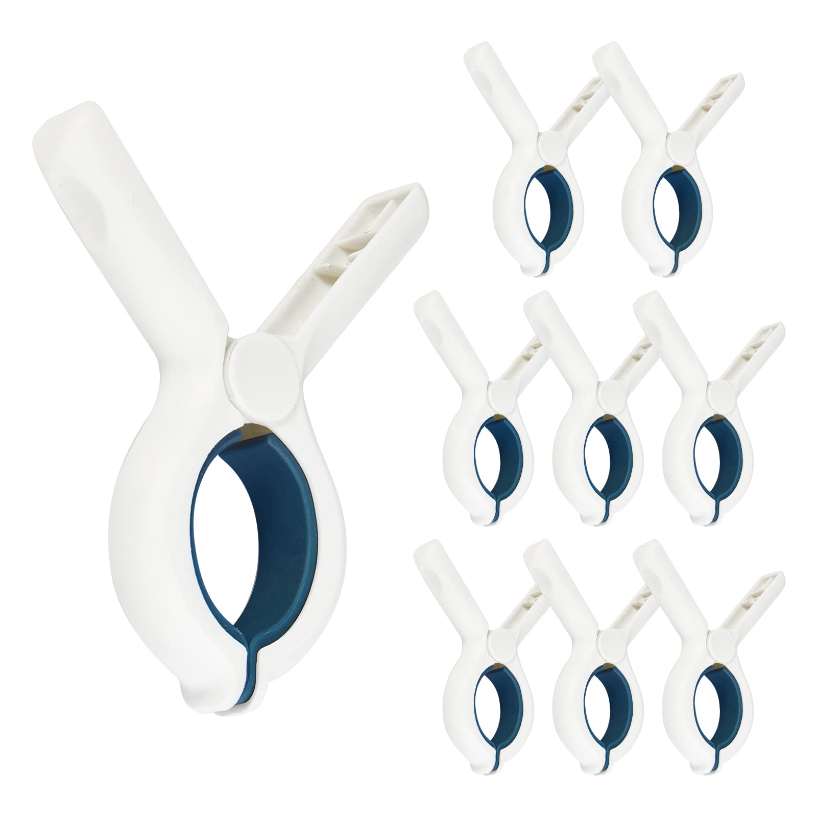 9 Pack Heavy Duty Beach Towel Clips - Strong Plastic Clothespins for Securing Towels, Clothes & Blankets - Windproof Laundry Clips for Cruise Chairs, Poolside & Outdoor Use (Blue)