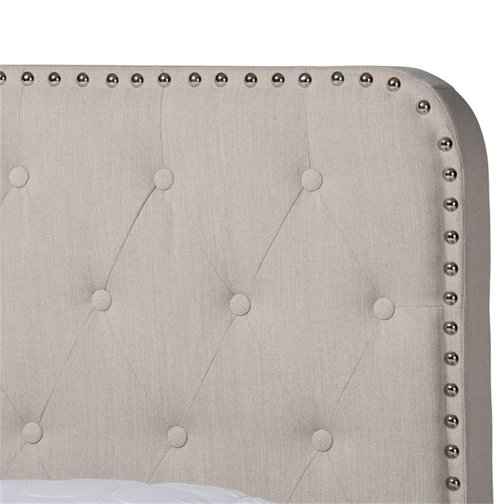 BOWERY HILL Full Size Beige Upholstered Button Tufted Panel Bed Frame - Queen Size Upholstered Platform Bed with Tufted Headboard for Modern Bedroom Decor