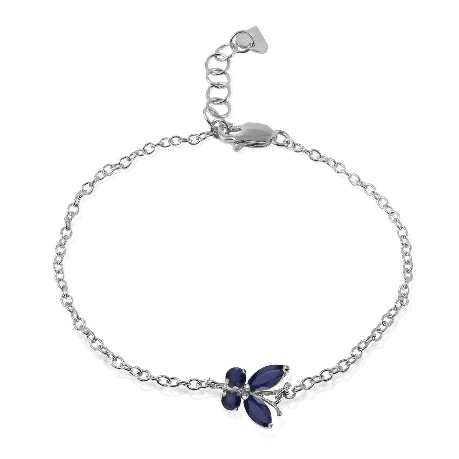 14K Solid White Gold Butterfly Bracelet with 0.6 CTW Sapphire & Galaxy Gold GG - Elegant Jewelry Gift for Women, Perfect for Weddings, Anniversaries & Special Occasions