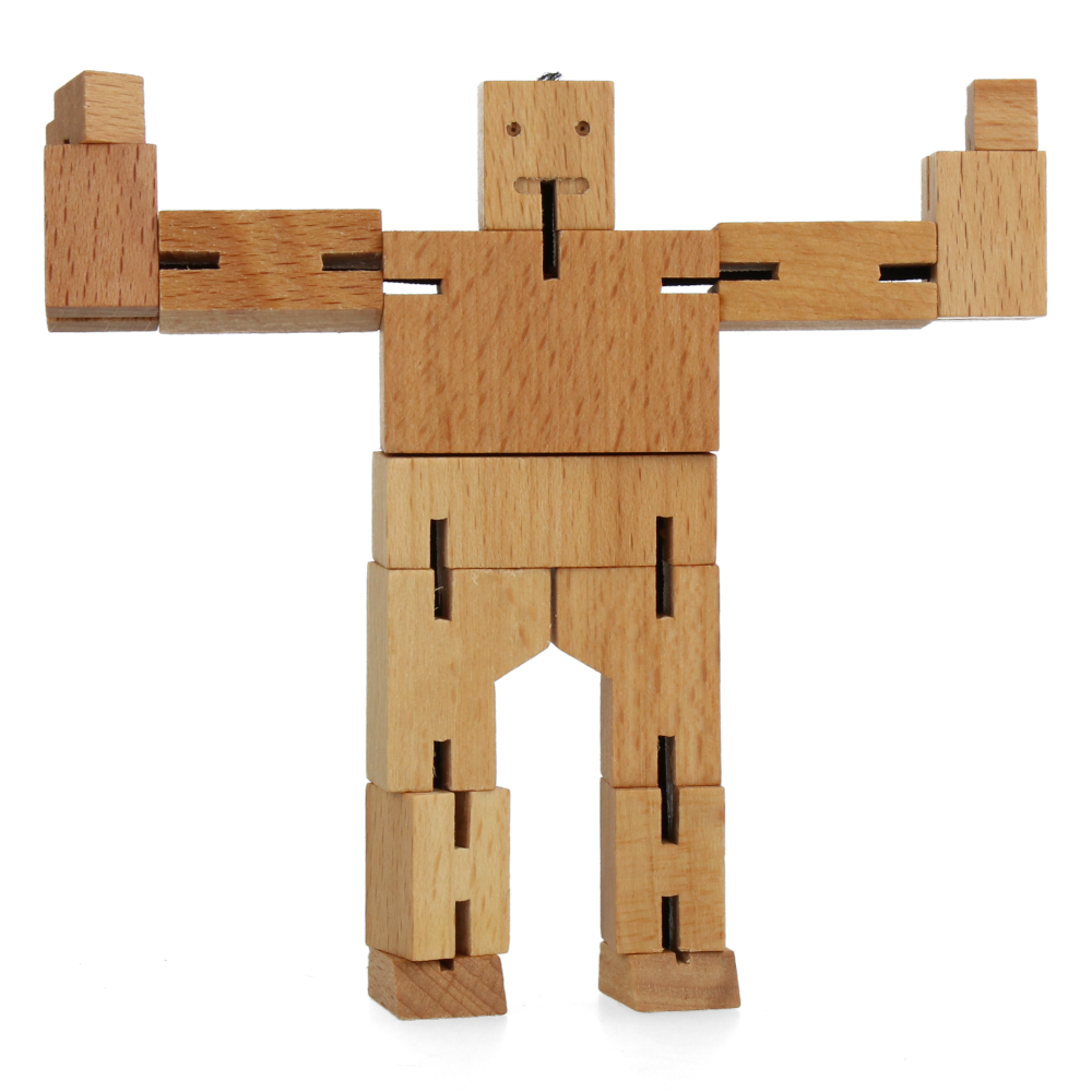 Cubebot Micro Natural Wooden Puzzle Toy - Fun & Educational STEM Gift for Kids & Adults - Perfect for Home, Office & Travel