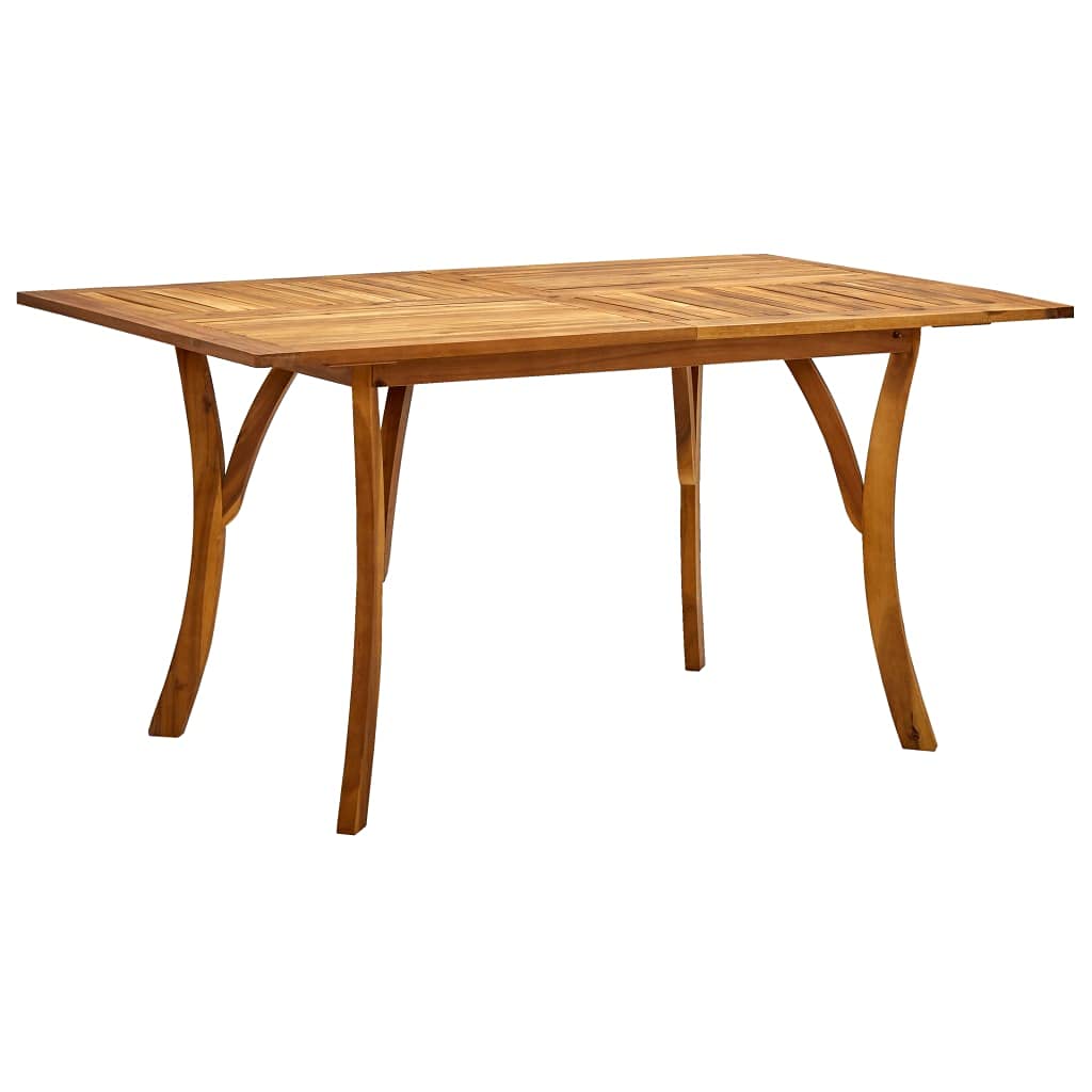 Premium Solid Acacia Wood Outdoor Dining Table - Weather-Resistant Rectangular Patio Table with Curved Legs (59.1