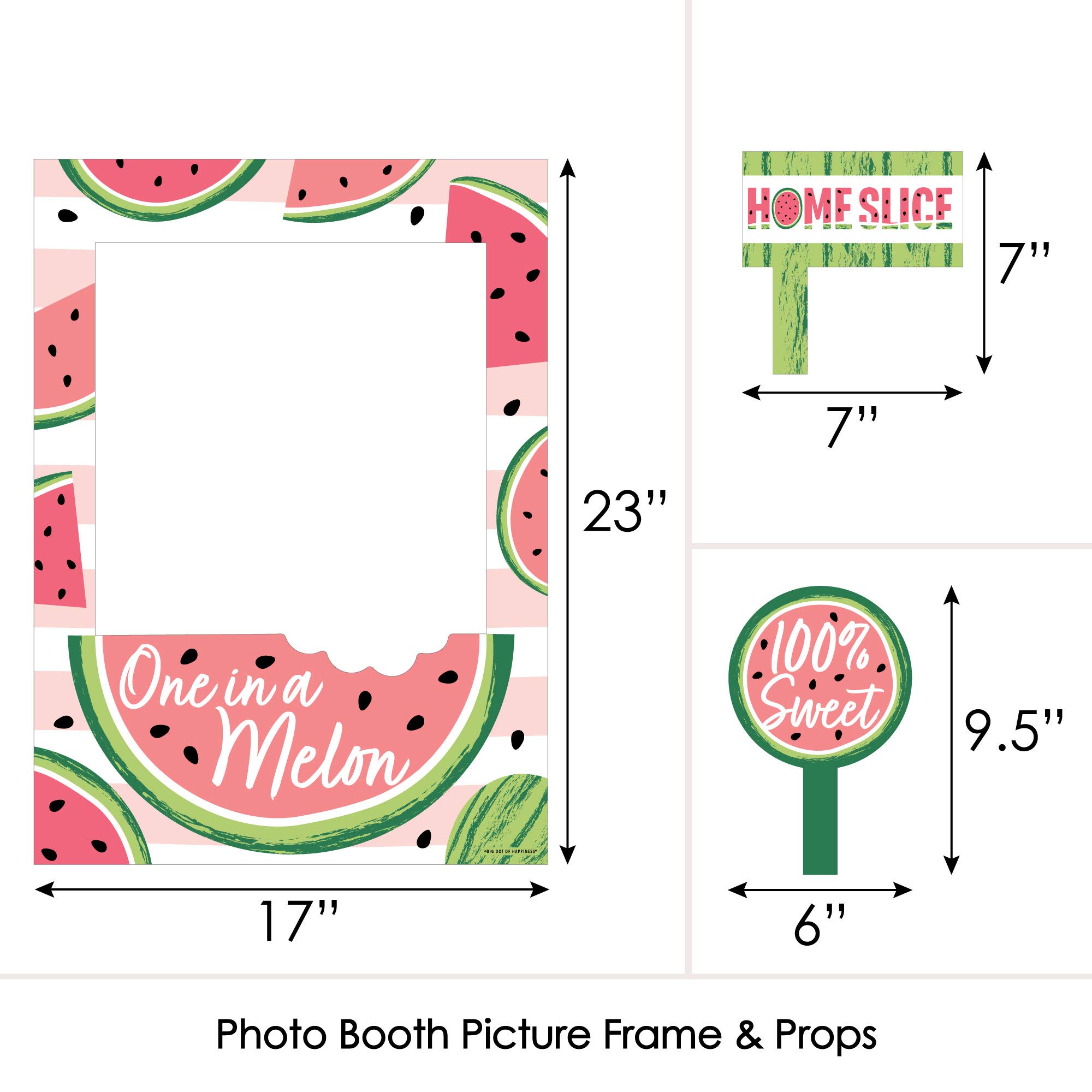 Sweet Watermelon Party Selfie Photo Booth Props & Picture Frame - Durable Printed Decor for Fruit Themed Events - Perfect for Birthdays, Baby Showers & Summer Parties