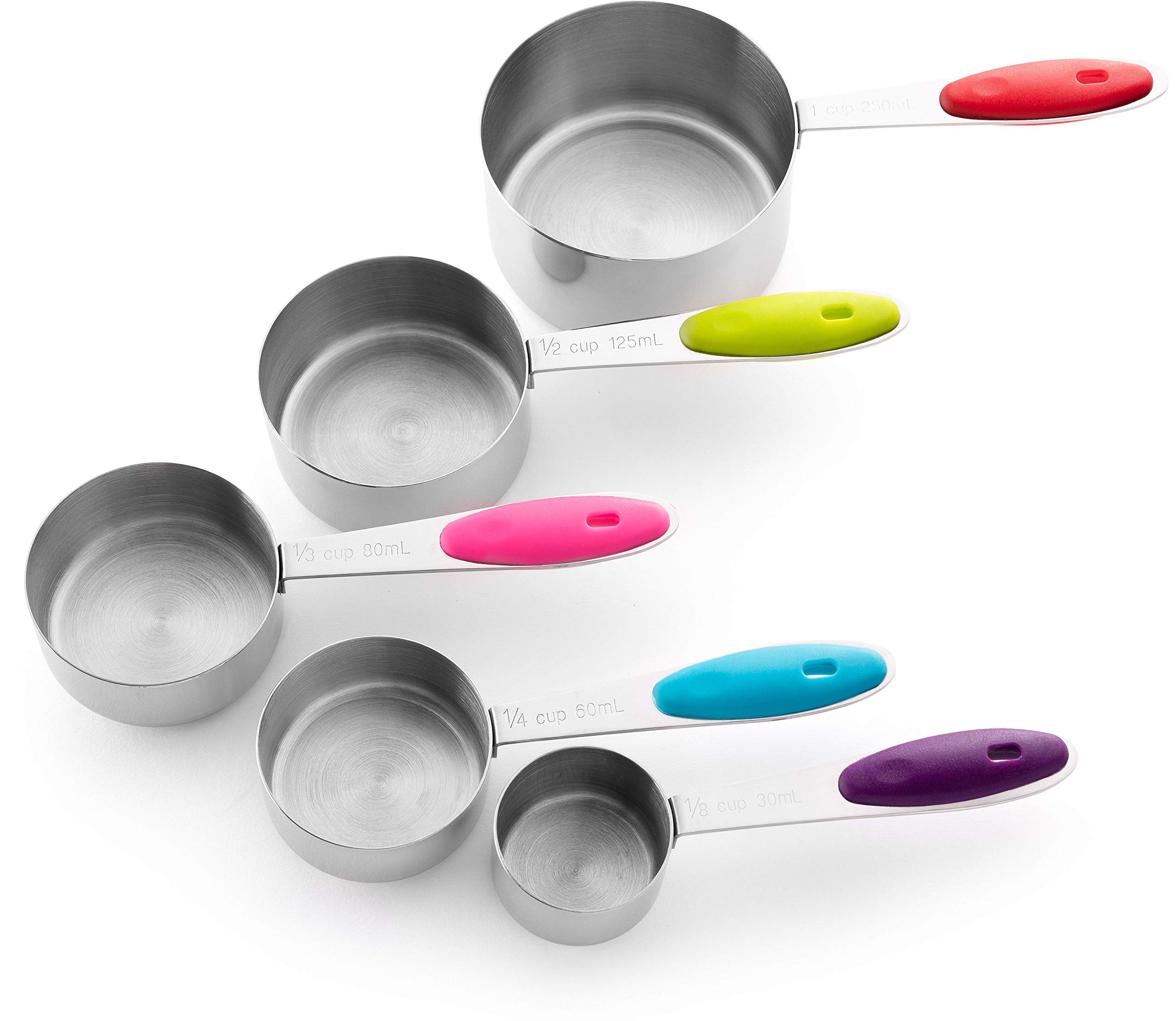 Bellemain Stainless Steel Measuring Cups Set - 5-Piece with Colorful Handles for Baking, Cooking & Kitchen Measuring | Durable & Accurate Liquid & Dry Measuring Cups
