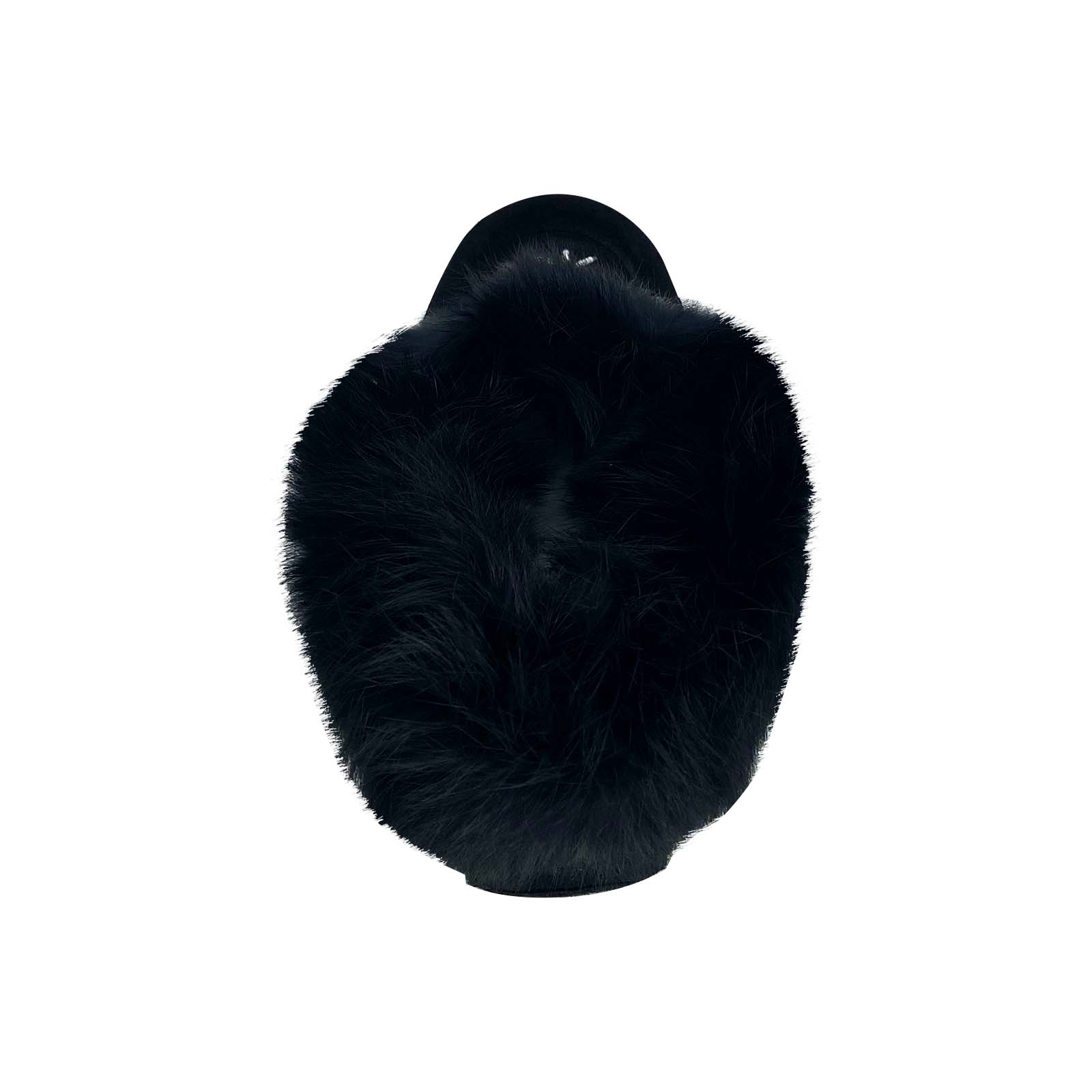 Women's Warm Fleece Lined Rabbit Fur Black Suede Moccasin Slippers - Cozy Indoor/Outdoor Winter House Shoes for Women