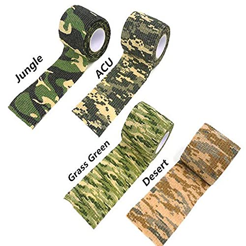4pcs Elastic Stealth Hunting Military Waterproof Camouflage Tape - Adhesive Grip Wrap for Rifles, Guns & Outdoor Gear - Perfect for Tactical Use, Hunting, Survival & Military Operations