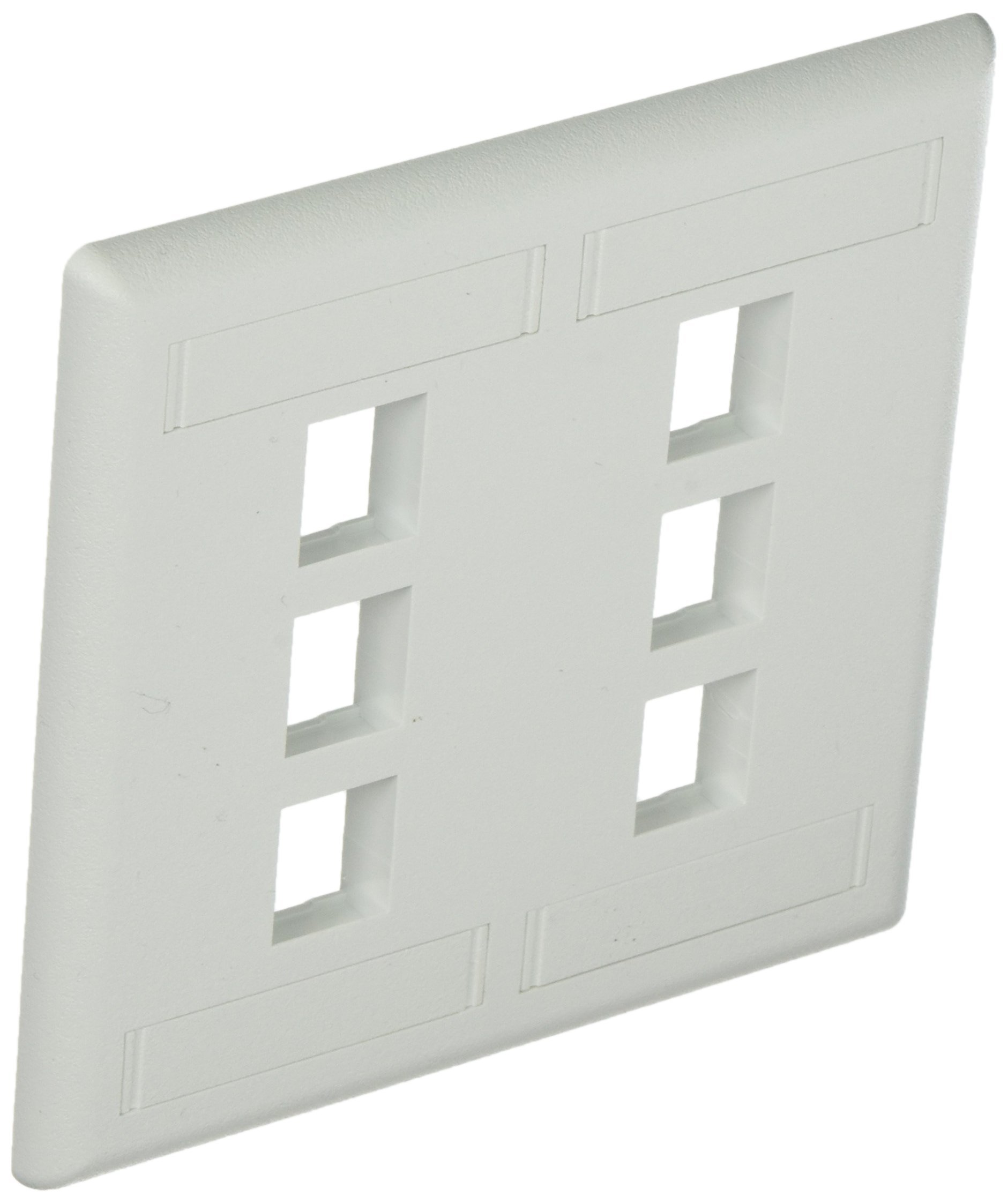 Hubbell IFP26W 2 Gang 6 Port Flush Mount Phone Data Multimedia Wall Plate - White (10 Pack) | Ideal for Home Office & Commercial Network Installations