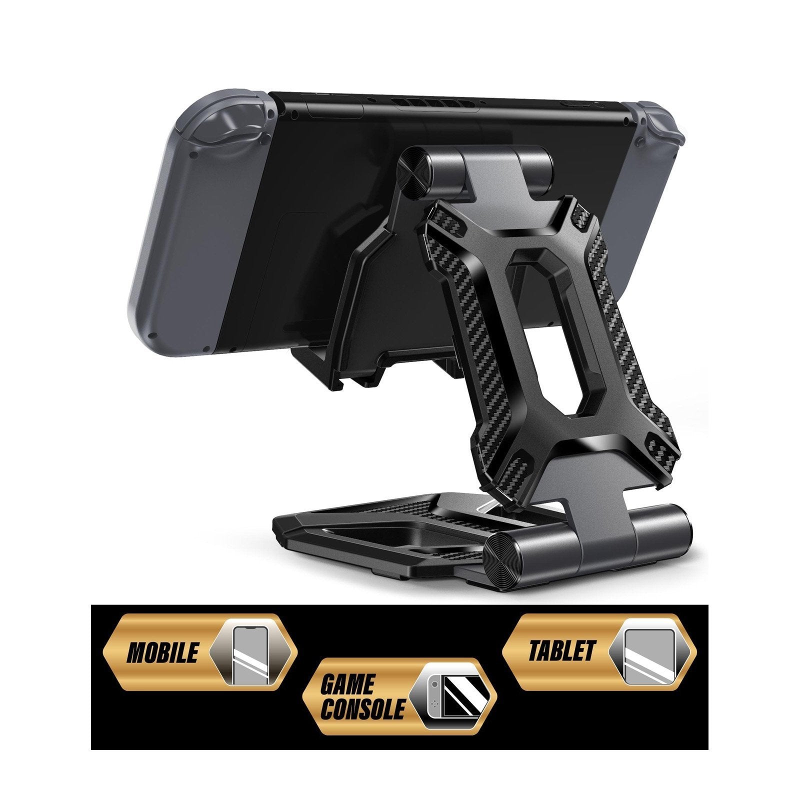 Heavy Duty Phone Stand for Desk - Foldable & Portable, Fits in Pocket - Black | Perfect for Office, Home, and Travel Use