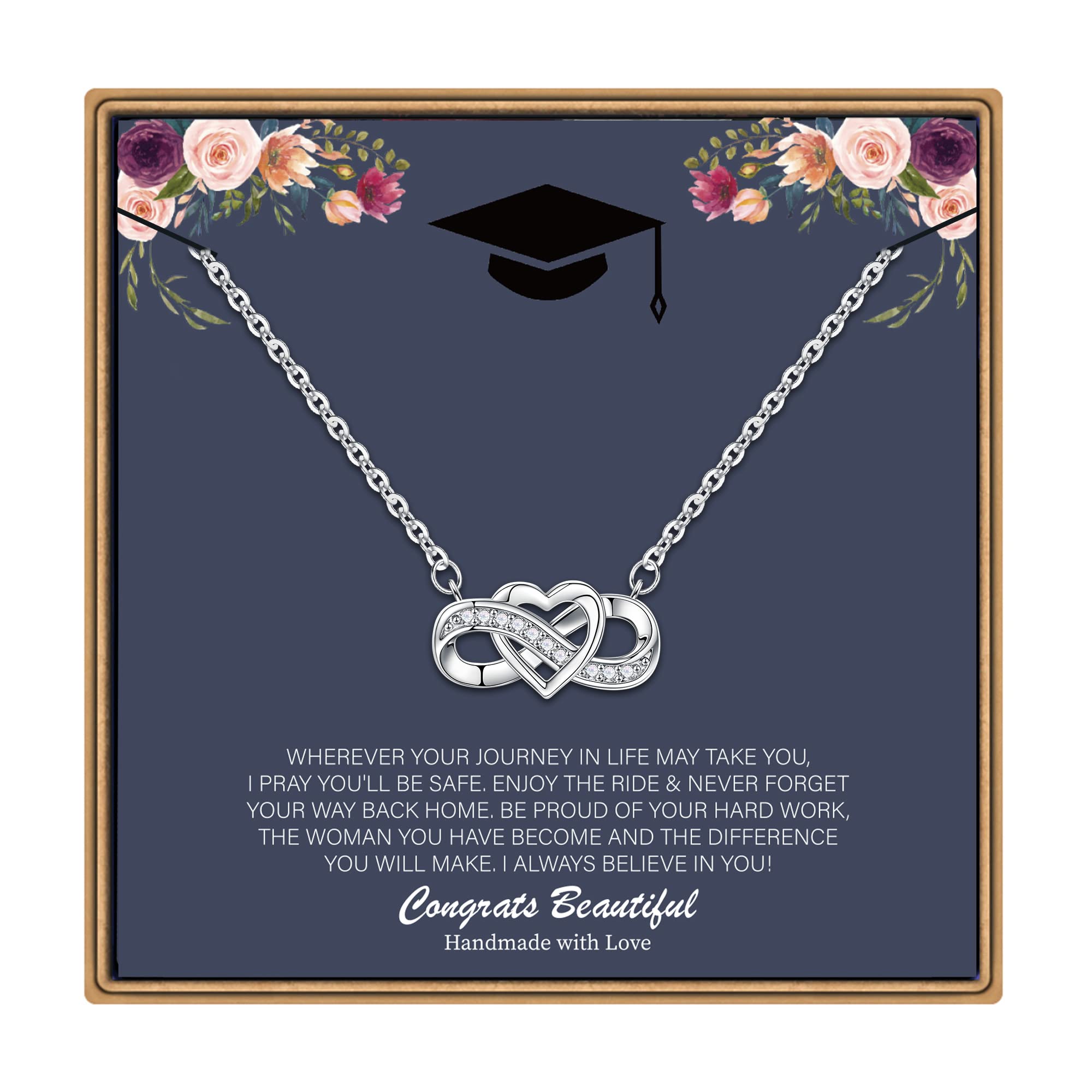 14K White Gold Plated Graduation Necklace for Women - Elegant Jewelry Gift for College Graduate, Daughter, Granddaughter or Niece | Perfect for Commencement Ceremony, Graduation Party & Special Occasions