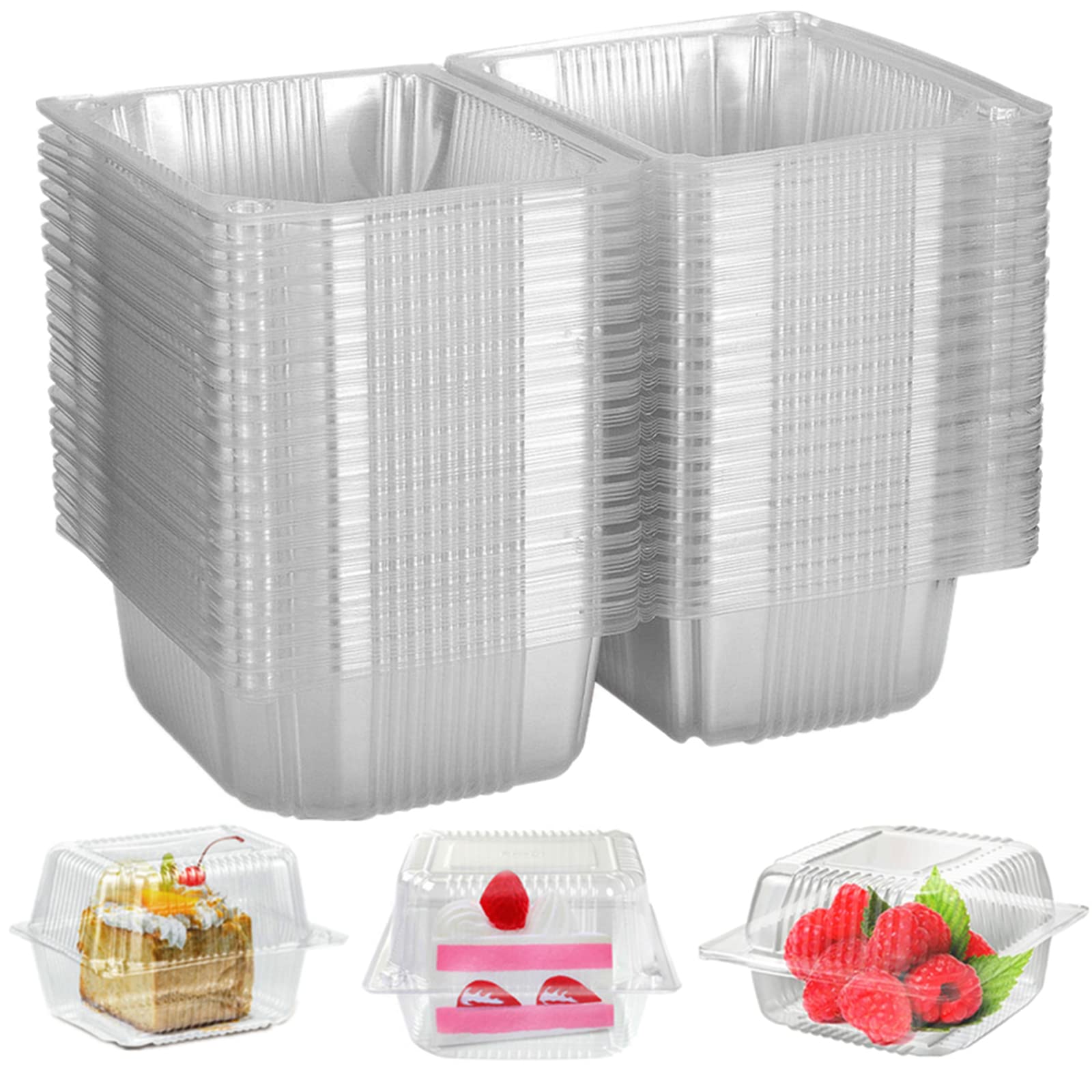 50-Piece 5.3 Inch Cake Slice Boxes - Individual Portion Cake Boxes for Muffins, Salads, Fruits & Biscuits | Perfect for Birthday Parties, Weddings & Bakeries | Ideal for Takeout, Dessert Display & Gift Packaging