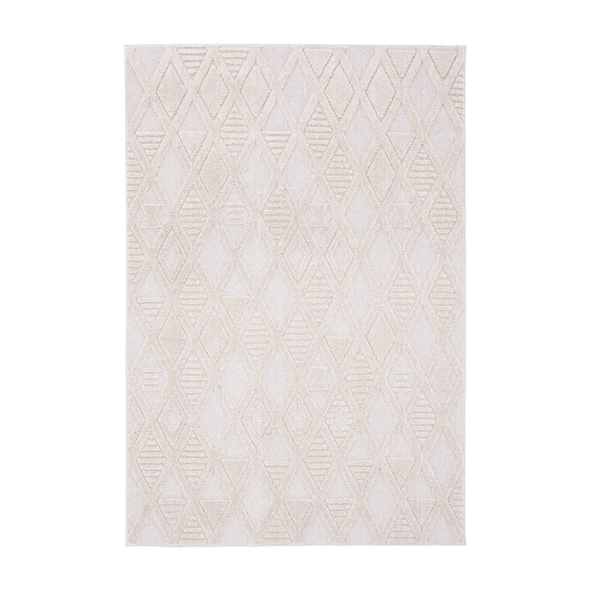 Kira Diamond Detail Textured Rug - Soft Non-Slip Area Carpet for Living Room, Bedroom & Nursery - Boho Chic Home Decor