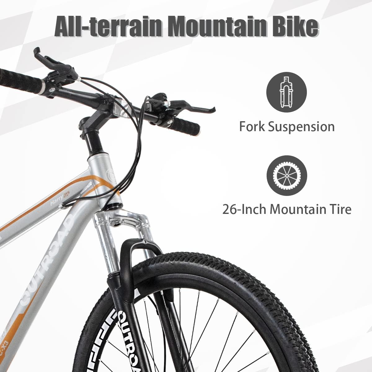 26-Inch Mountain Bike for Men & Women - High-Strength Aluminum/Carbon Steel Frame, 21-Speed Gears, Dual Disc Brakes & Lock-Out Suspension Fork | Perfect for Trail Riding, Commuting & Outdoor Adventures