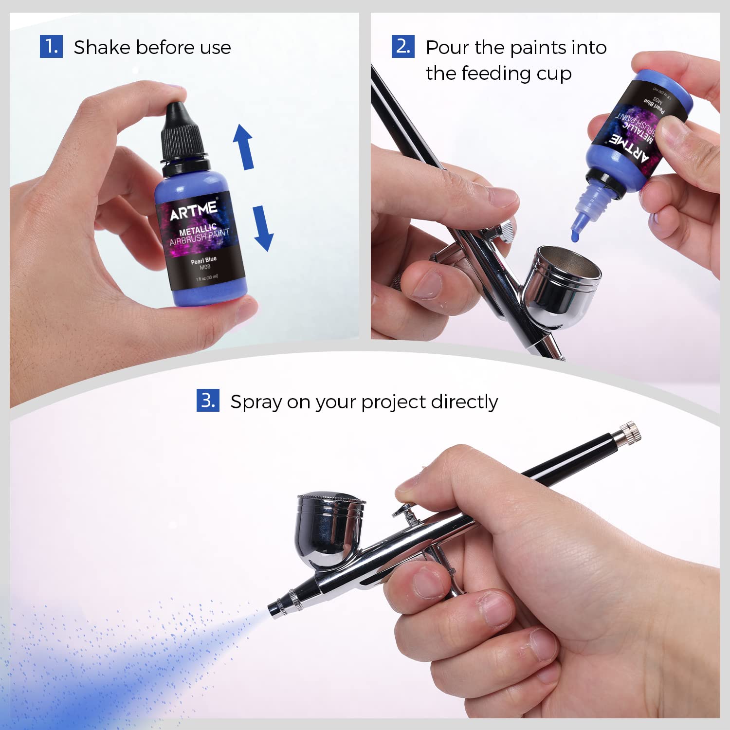 12 Metallic Colors Airbrush Paint Set - Opaque Water-Based Acrylic Paint for Leather, Shoes & Crafts | Ready to Spray Kit for Artists, Beginners & Students | Perfect for DIY Projects, Cosplay & Custom Designs