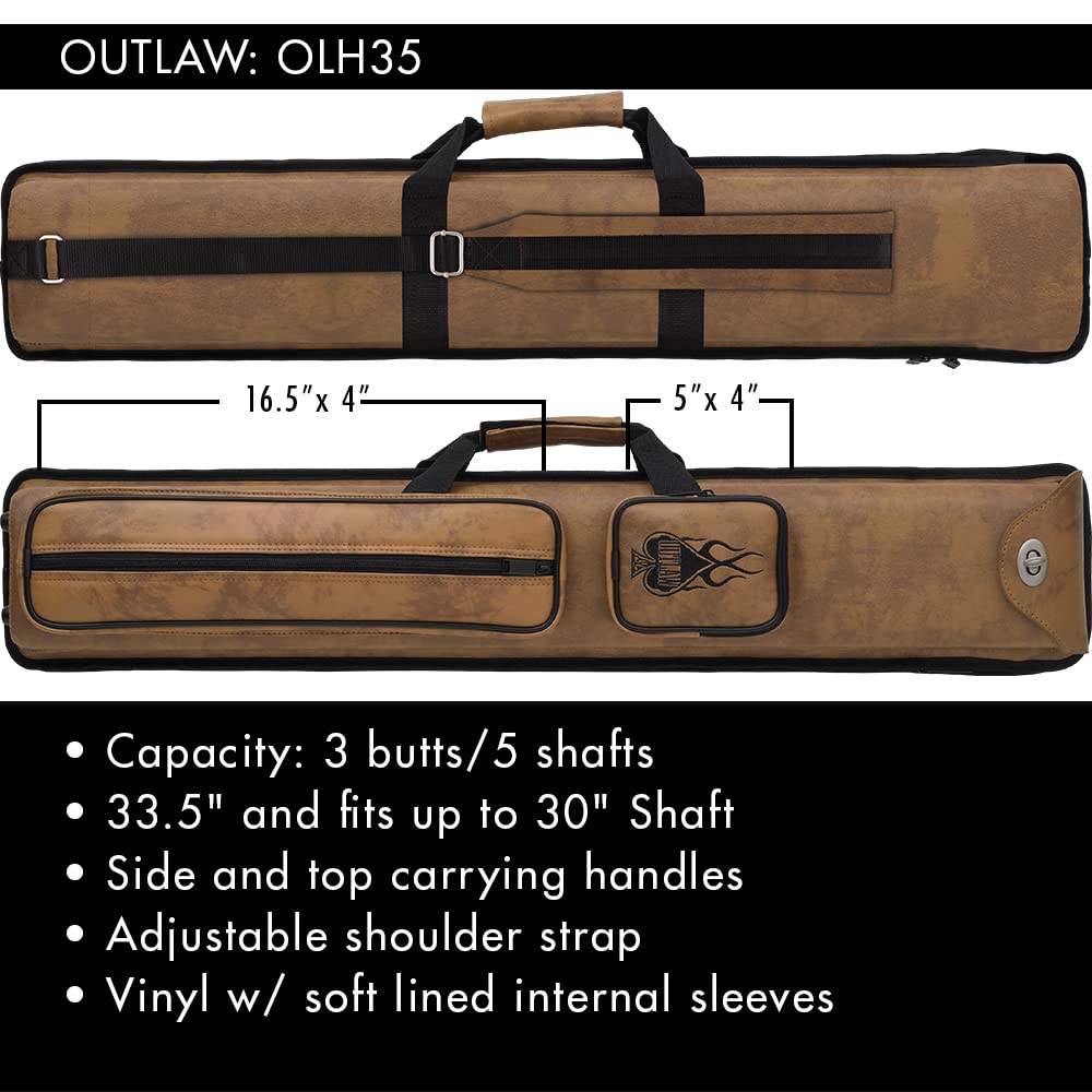 OUTLAW Nexus Pool Cue Hard Case - Holds 3 Butts & 5 Shafts | Durable Protection for Billiard Cues | Perfect for Pool Tournaments, Travel & Home Storage