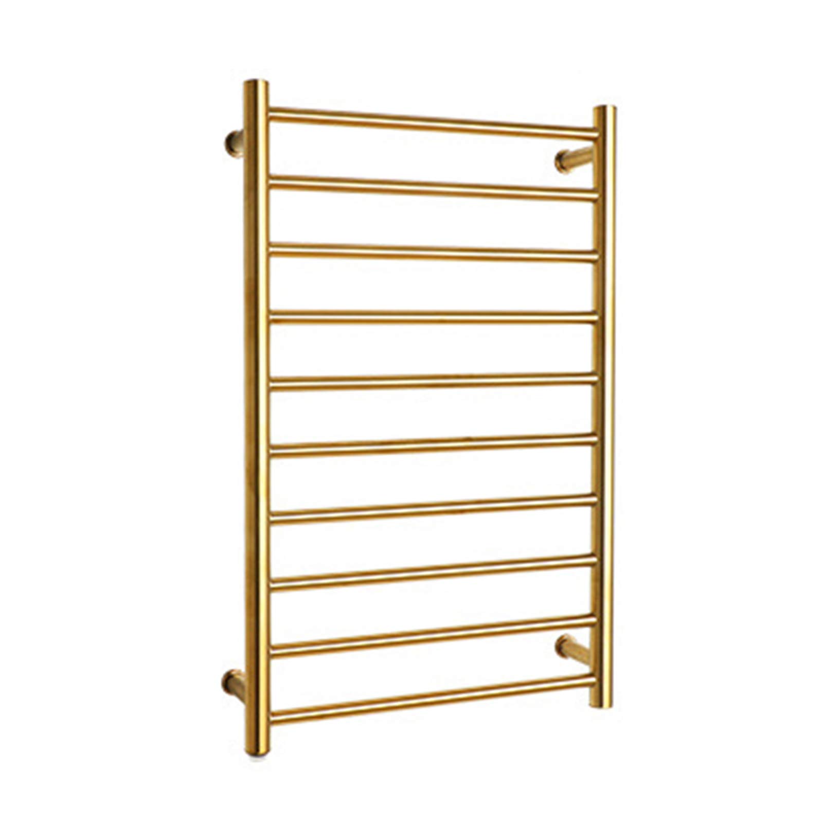 Stainless Steel Electric Heated Towel Warmer Rack - 10-Bar Wall Mounted Bathroom Towel Rail Radiator with Constant Temperature, Gold Finish, Plug-in for Spa, Hotel & Luxury Home Use