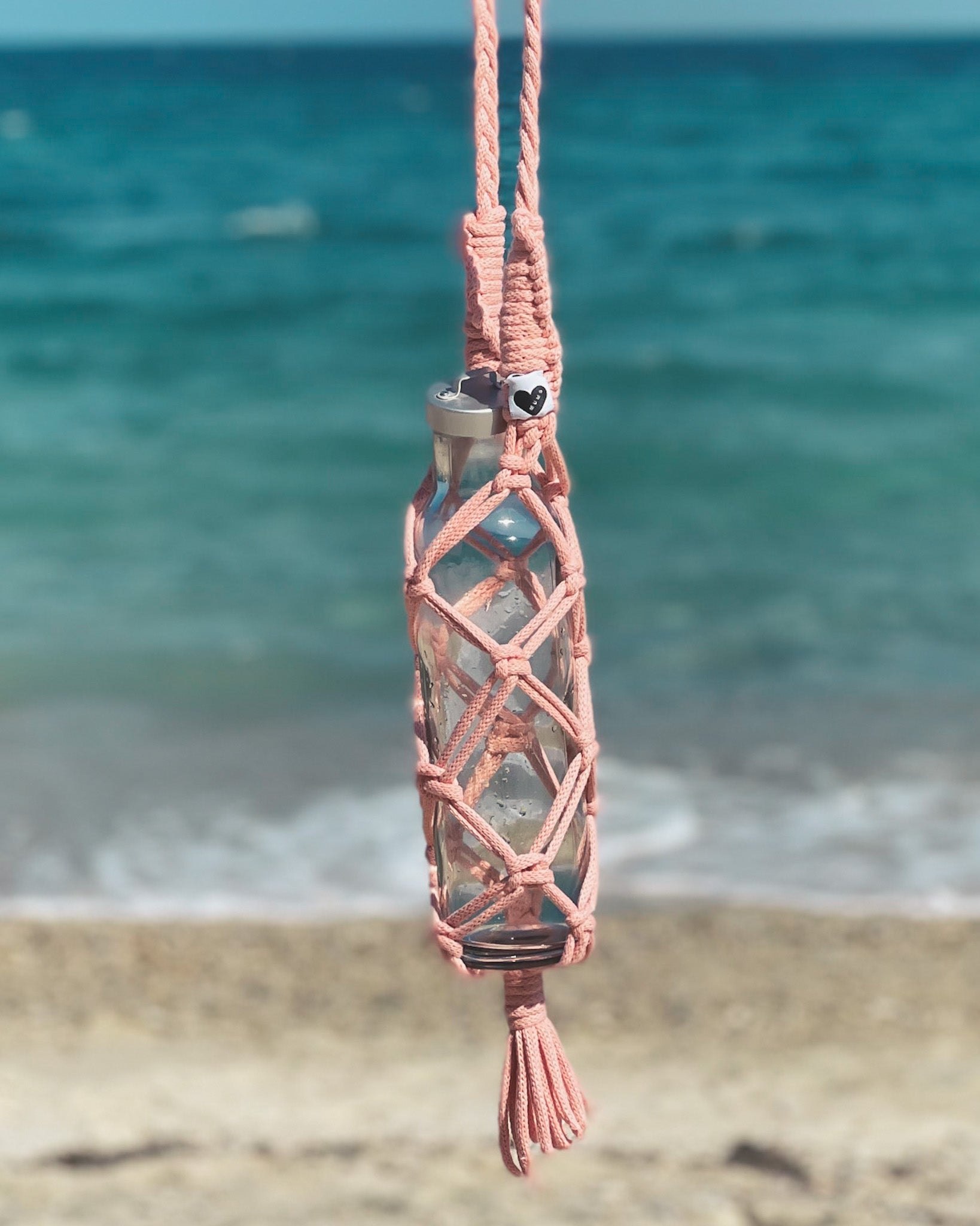 Handmade Macrame Bottle Holder for Wine & Water Bottles - Boho Chic Home Decor & Outdoor Picnic Accessory