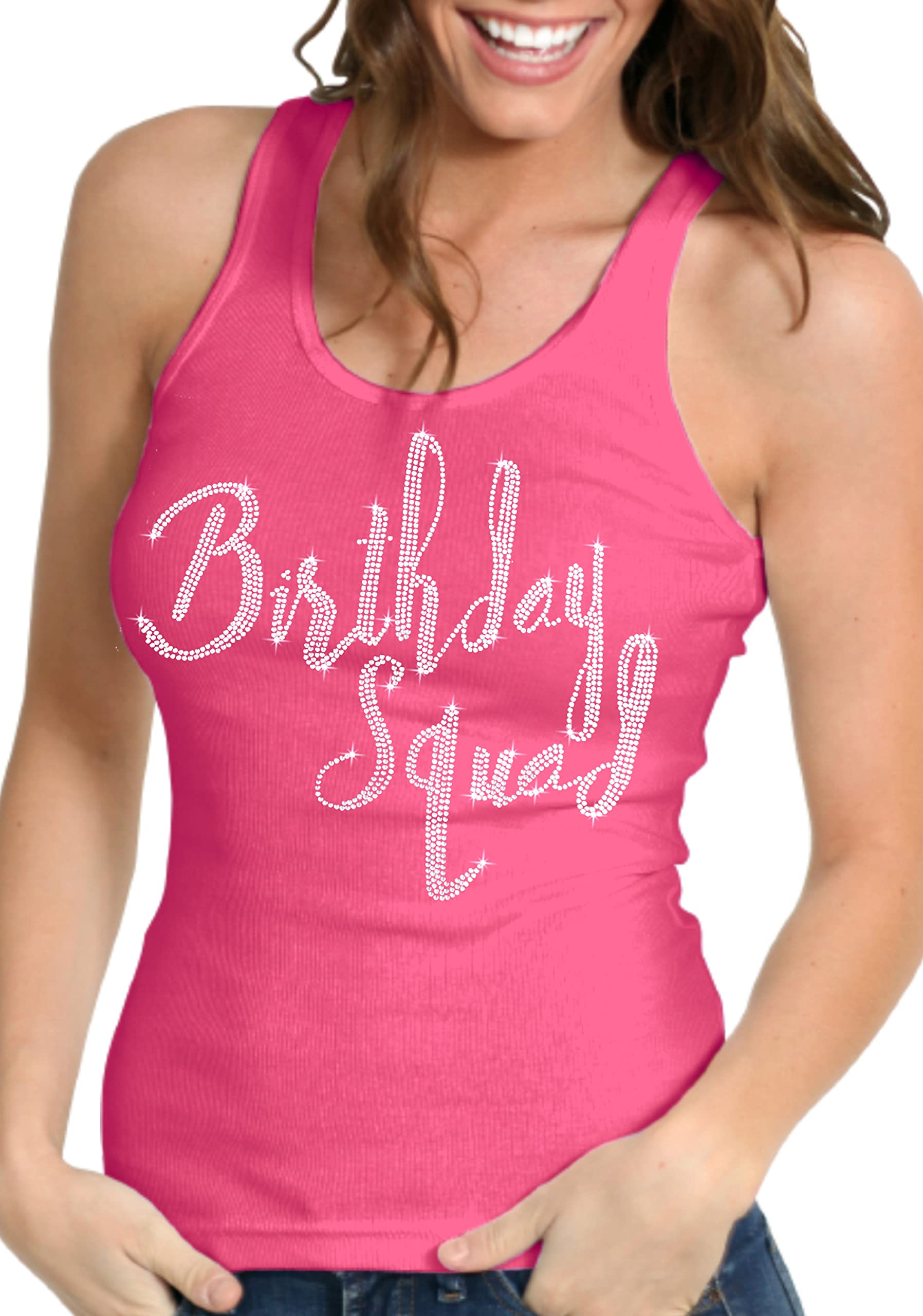Sparkling Rhinestone Birthday Tank Top for Women - Crystal Embellished 