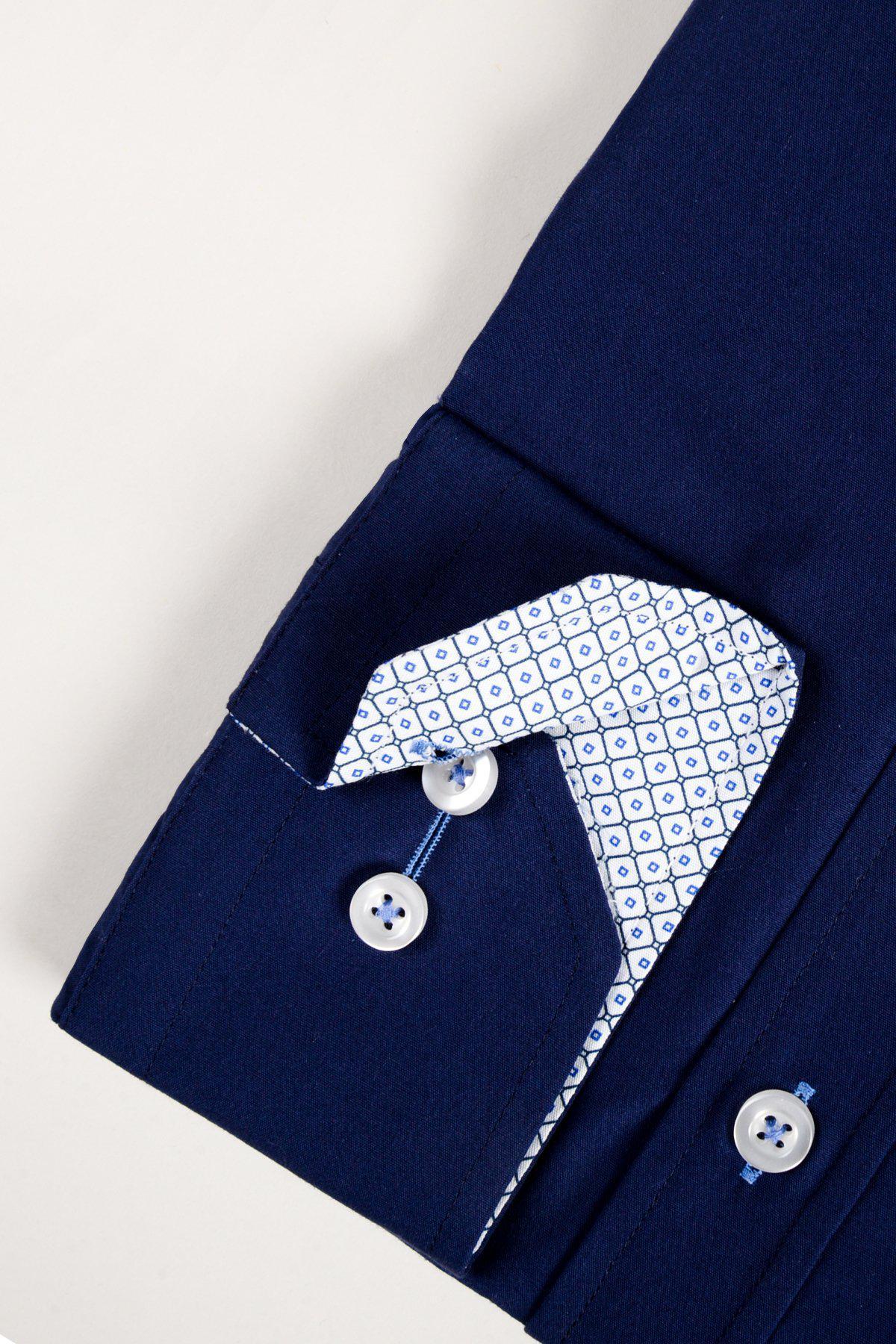 SERGIO Navy Blue Long Sleeve Dress Shirt for Men - Business Casual & Office Wear - Perfect for Work, Meetings, and Formal Events
