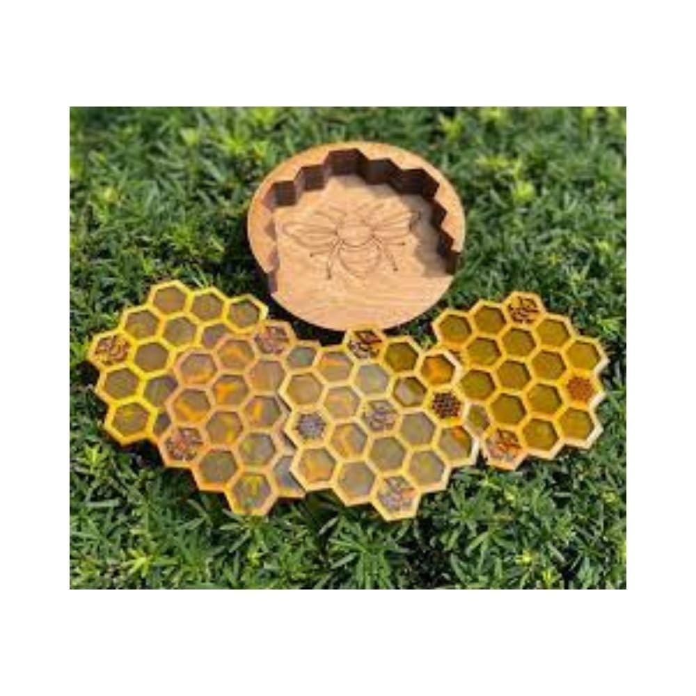 SNOOGG 2-Piece Honeycomb Coaster Mold for Silicone & Epoxy Resin Casting - DIY Craft Supplies for Home Decor, Wedding Favors, Gift Making - Perfect for Coasters, Trays, and Decorative Pieces