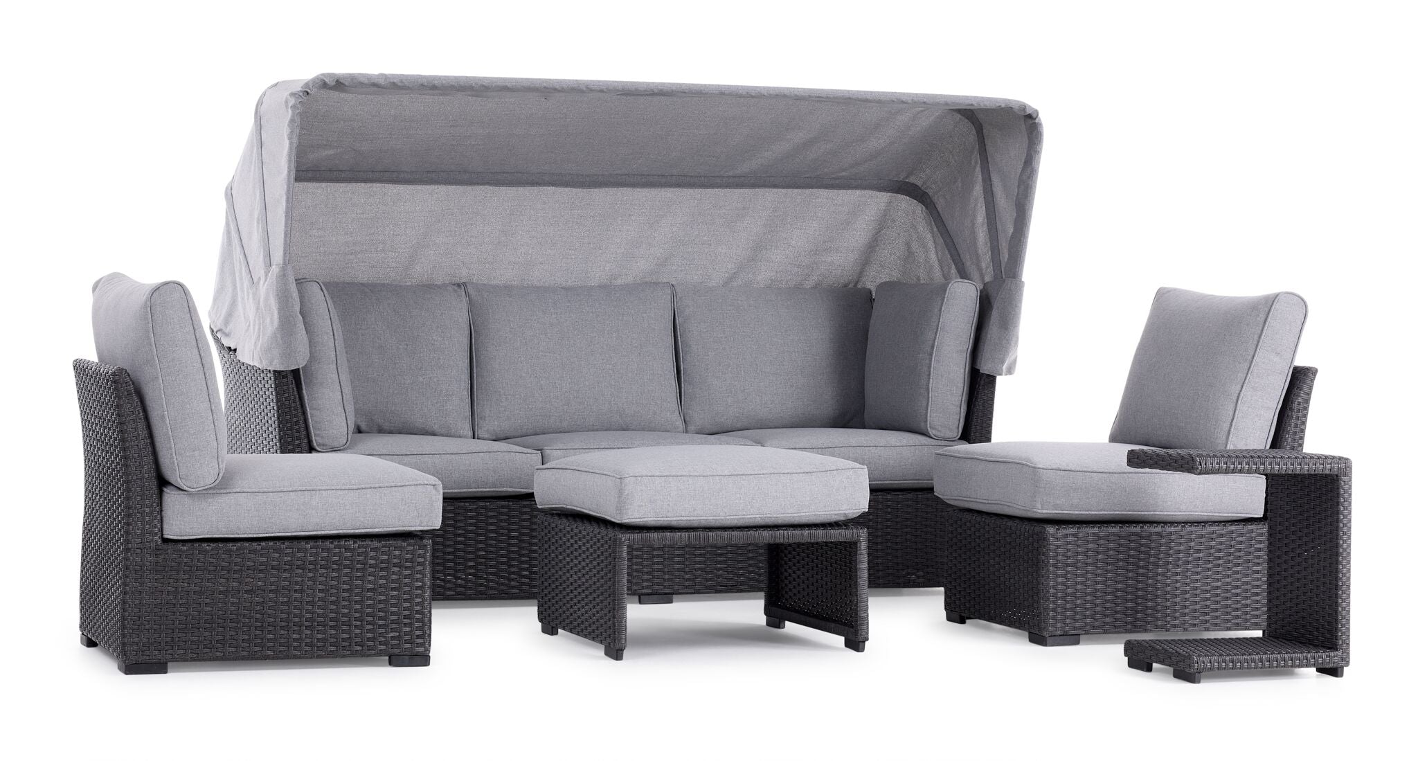 Caprie Outdoor Day Bed - Black & Grey - Perfect for Patio, Garden, or Poolside Relaxation