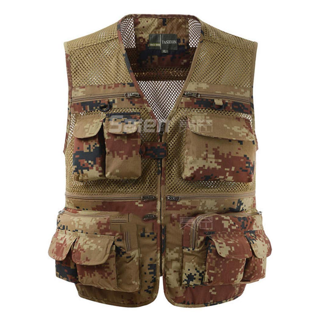Breathable Mesh Camouflage Fishing Vest for Men - Lightweight Openwork Jacket for Outdoor Photography, Hunting & Hiking Adventures