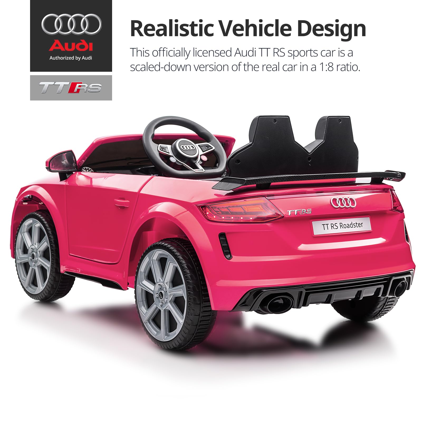 Licensed Audi Electric Kids Car - 12V Battery-Powered Ride-On Toy for Toddlers with Parental Remote Control, Pink - Perfect for Indoor Play, Outdoor Adventures & Birthday Gifts