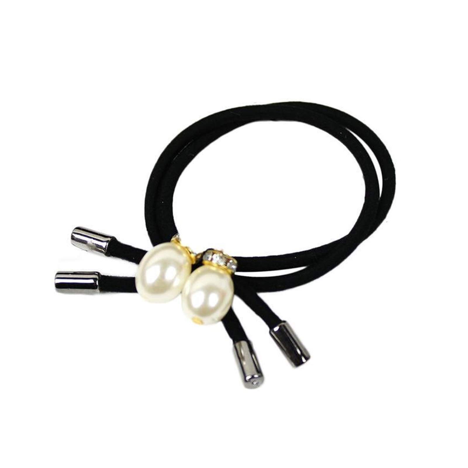 Fuxwlgs Pearl Hair Ties - Double Wire Headband with Pendant, Small Fresh Hair Ropes for Women & Girls (Black) | Perfect for School, Work, Parties & Everyday Style